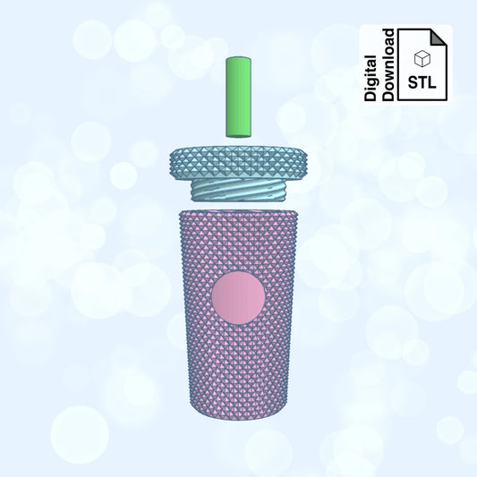Studded Tumbler Keychain with Removable Screw Top Pill Box Square STL File for 3D Printing - Digital Download