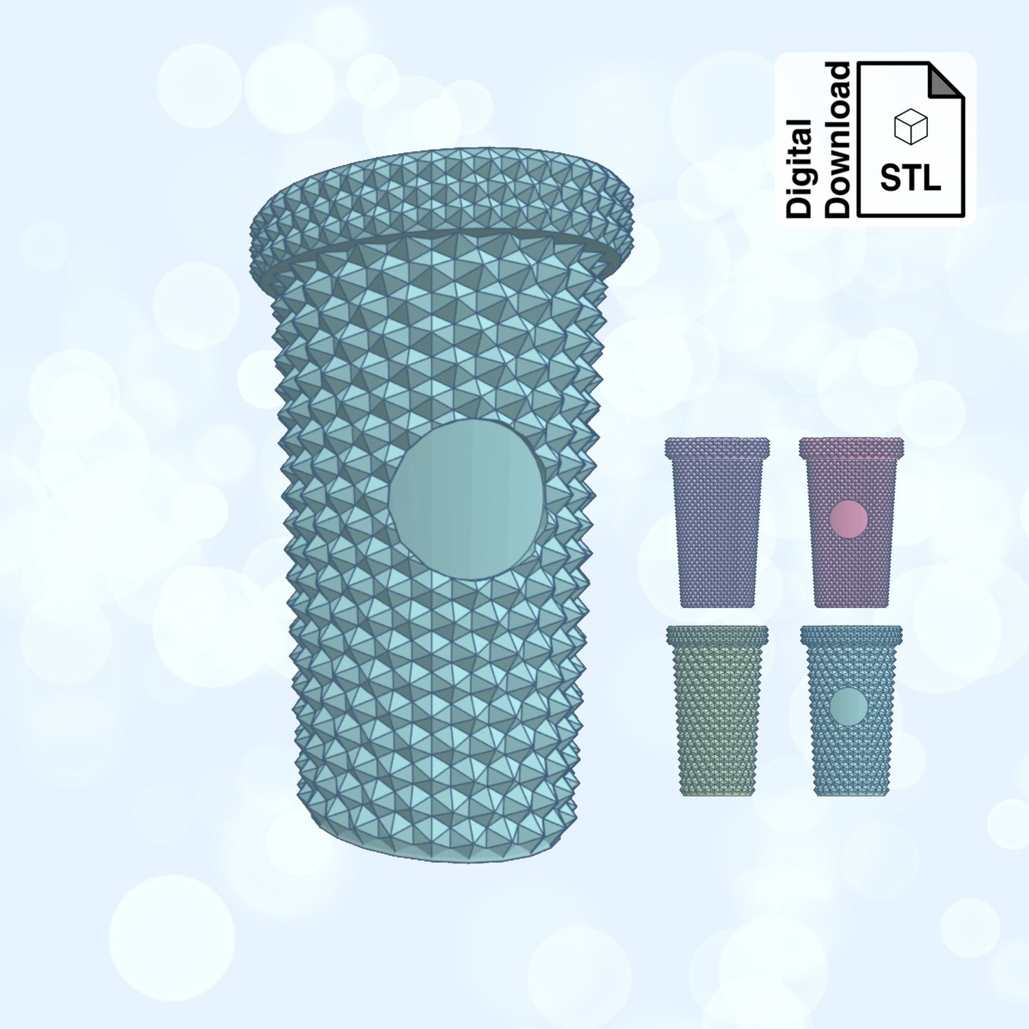 Studded Tumbler Straw Topper Straw Buddy STL File for 3D Printing - Digital Download