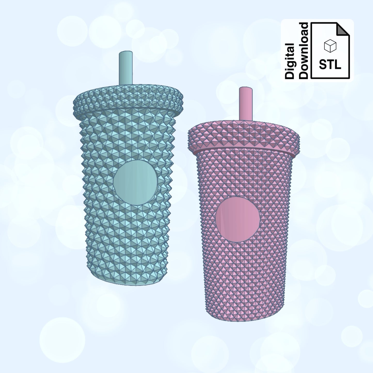 Studded Tumbler Keychain STL File for 3D Printing - Digital Download