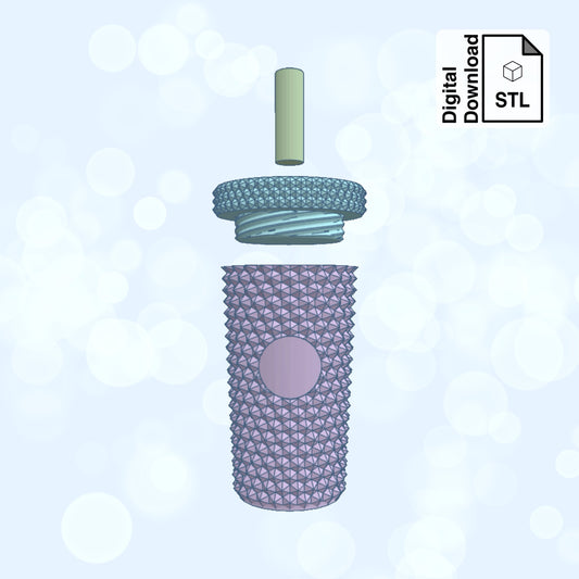 Studded Tumbler Keychain with Removable Screw Top Pill Box Hex STL File for 3D Printing - Digital Download