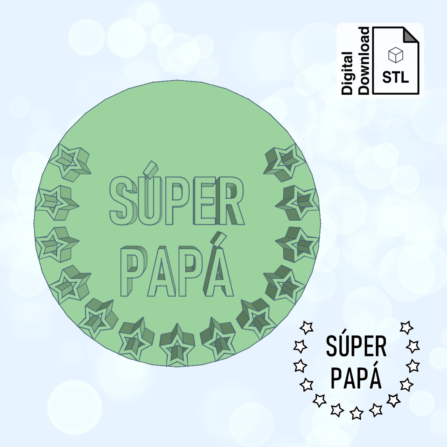 Super Papa Cookie Imprint Digital Download STL File for Cookie Cutter Fondant Cutter Clay Cutter 3D Model for 3D Printing