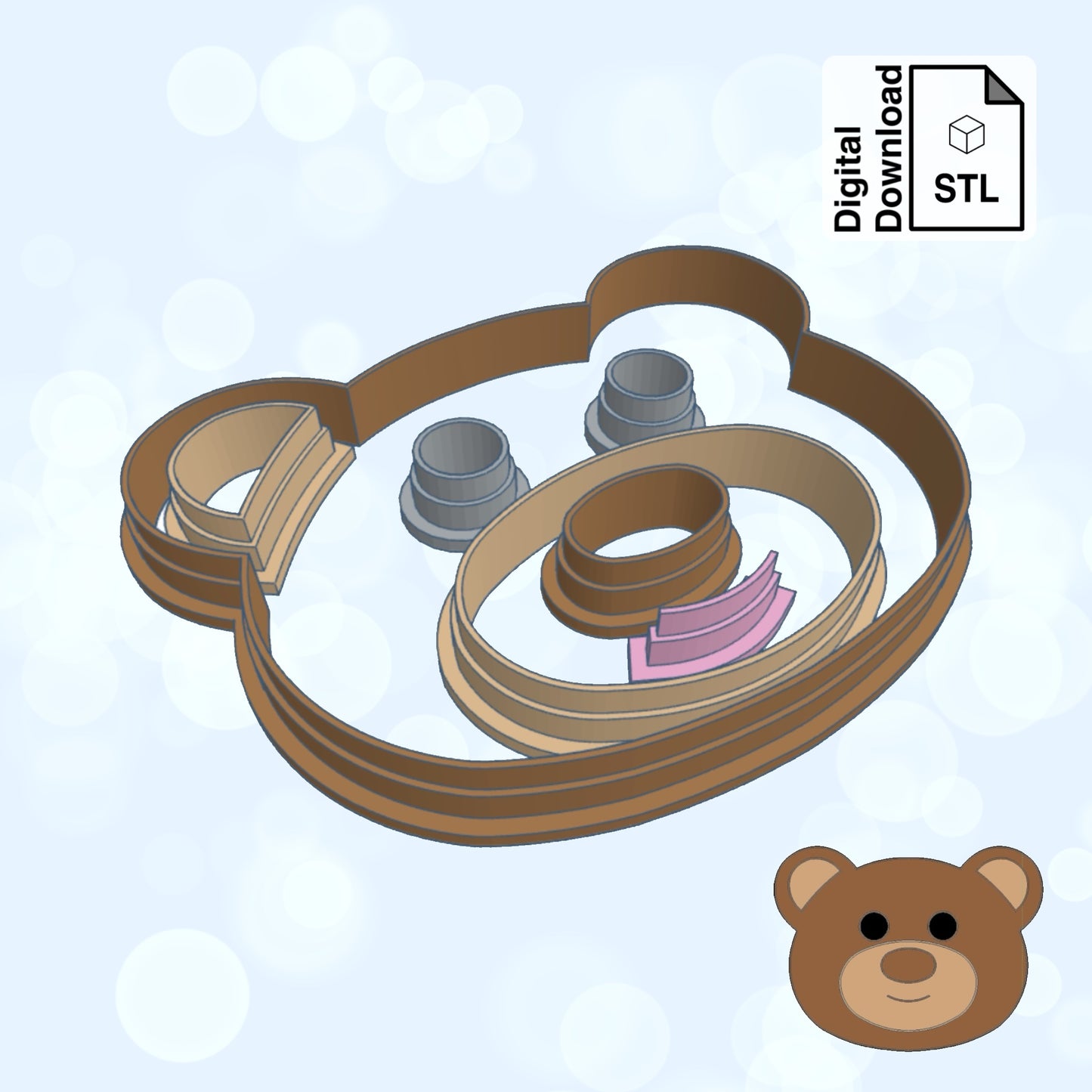Teddy Bear Cookie Cutter STL File Digital Download for Cookie Cutter Fondant Cutter Clay Cutter 3D Model for 3D Printing