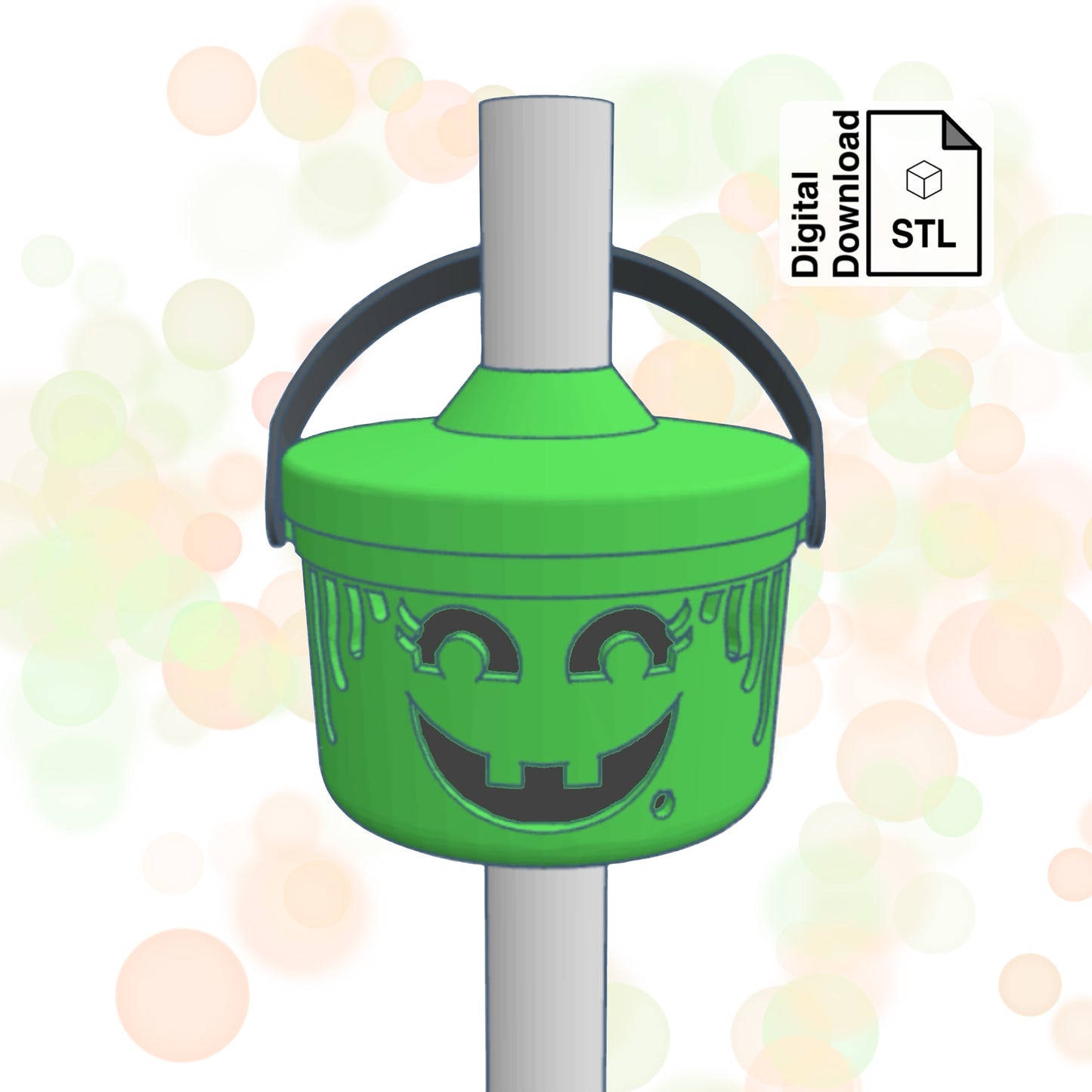 Bucket Witch Straw Topper STL File for 3D Printing - Digital Download