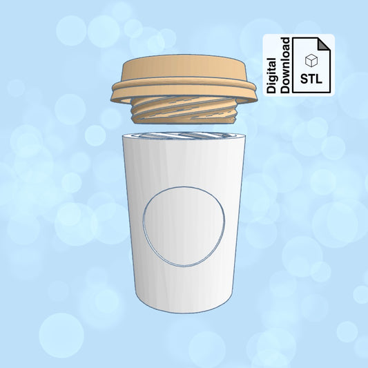 Coffee Cup Keychain with Removable Screw Top Pill Box STL File for 3D Printing - Digital Download