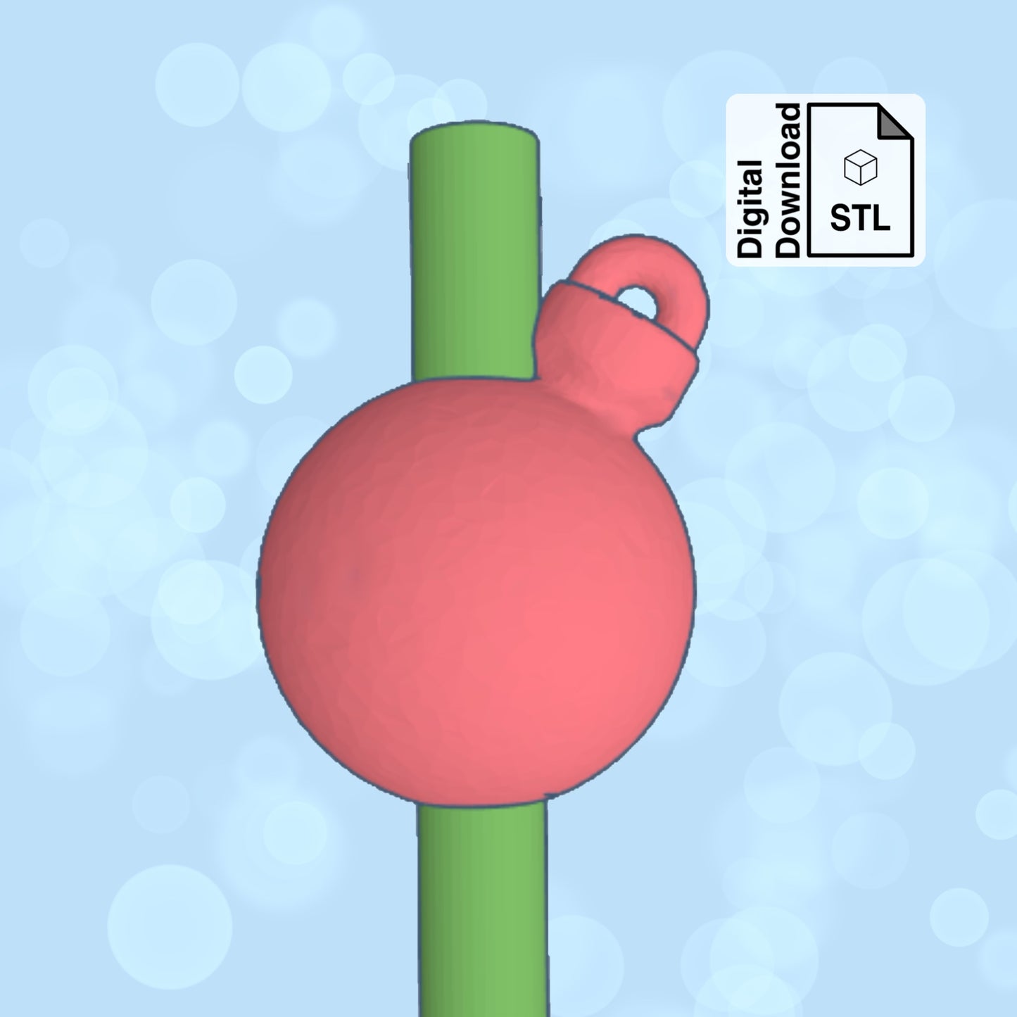 Christmas Ornament Straw Topper Straw Buddy STL File for 3D Printing - Digital Download