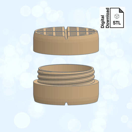 Waffle Keychain with Removable Screw Top Pill Box Hex STL File for 3D Printing - Digital Download