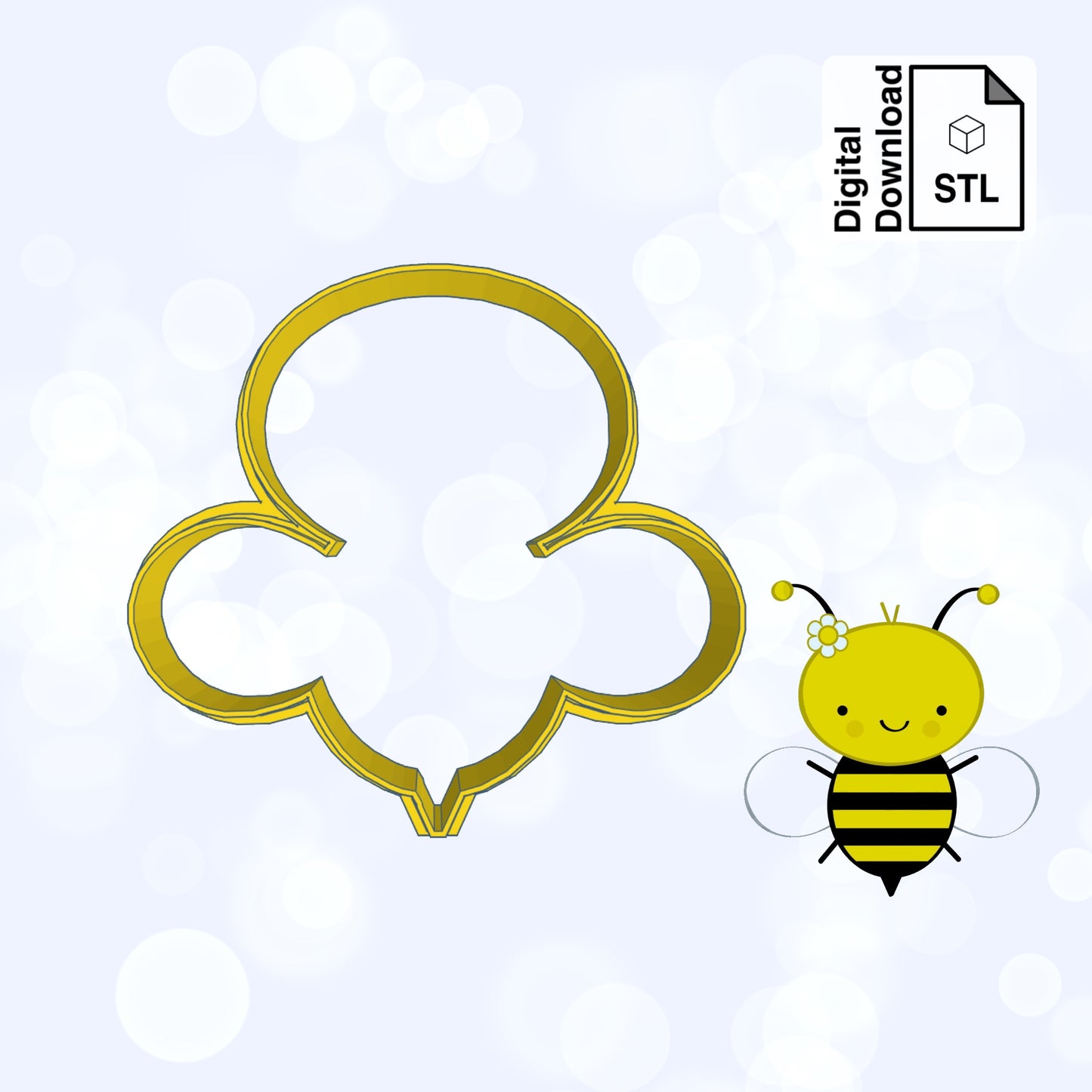 Bumblebee Digital Download STL File for Cookie Cutter Fondant Cutter Clay Cutter 3D Model for 3D Printing