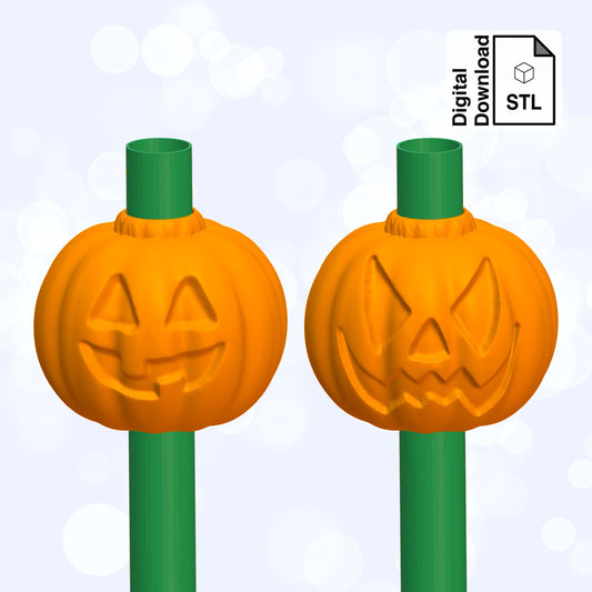 Jack-O-Lantern Pumpkin Straw Topper Straw Buddy STL File for 3D Printing - Digital Download