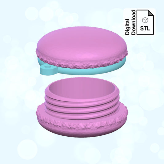 Macaron Keychain with Removable Screw Top Pill Box Hex STL File for 3D Printing - Digital Download