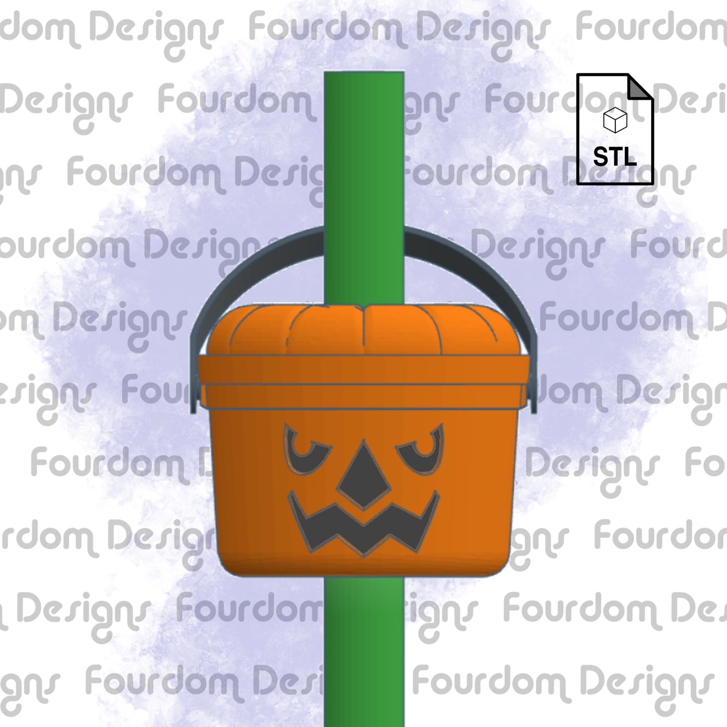 Bucket Pumpkin Straw Topper STL File for 3D Printing - Digital Download