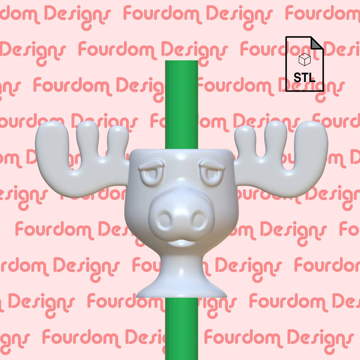 Moose Mug Straw Topper STL File for 3D Printing - Digital Download