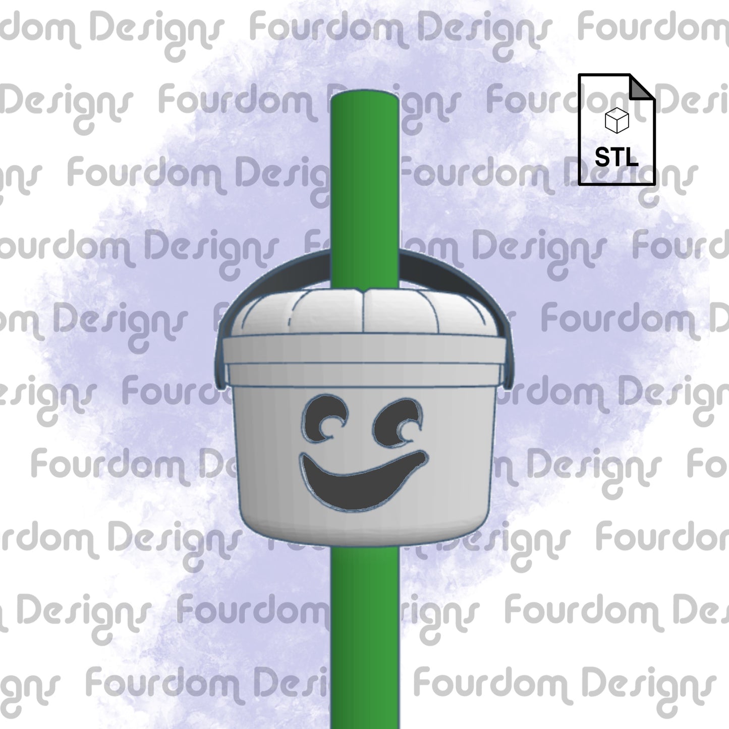 Bucket Ghost Straw Topper STL File for 3D Printing - Digital Download