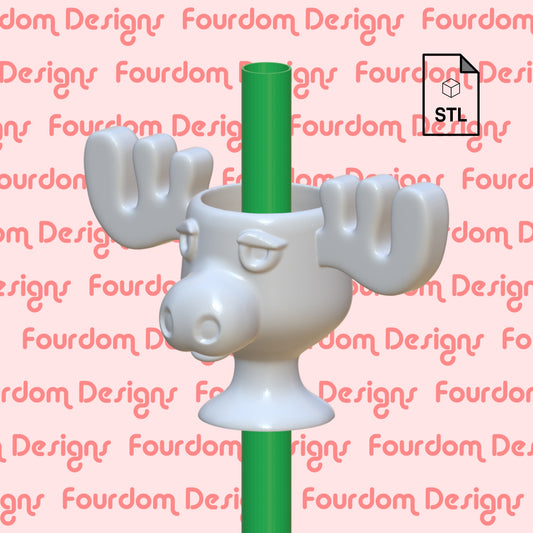 Moose Mug Straw Topper STL File for 3D Printing - Digital Download