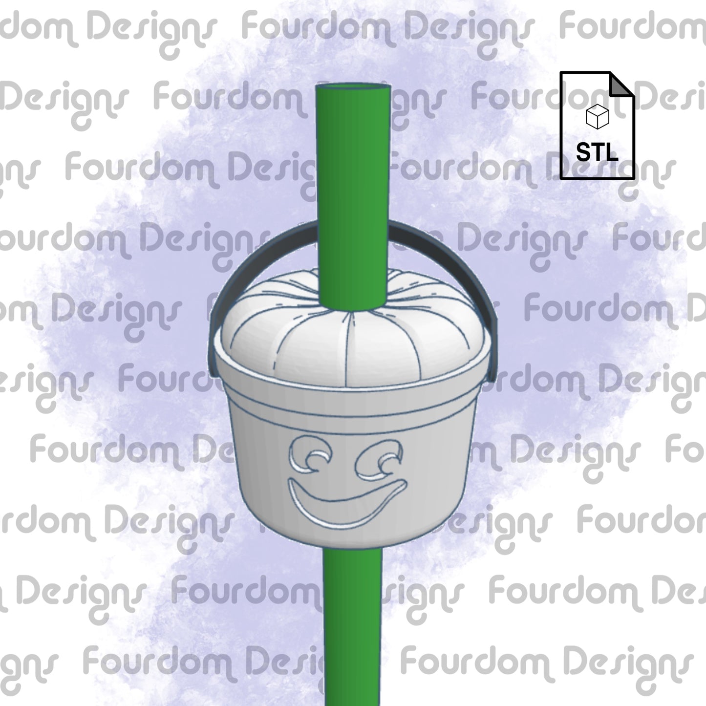Bucket Ghost Straw Topper STL File for 3D Printing - Digital Download
