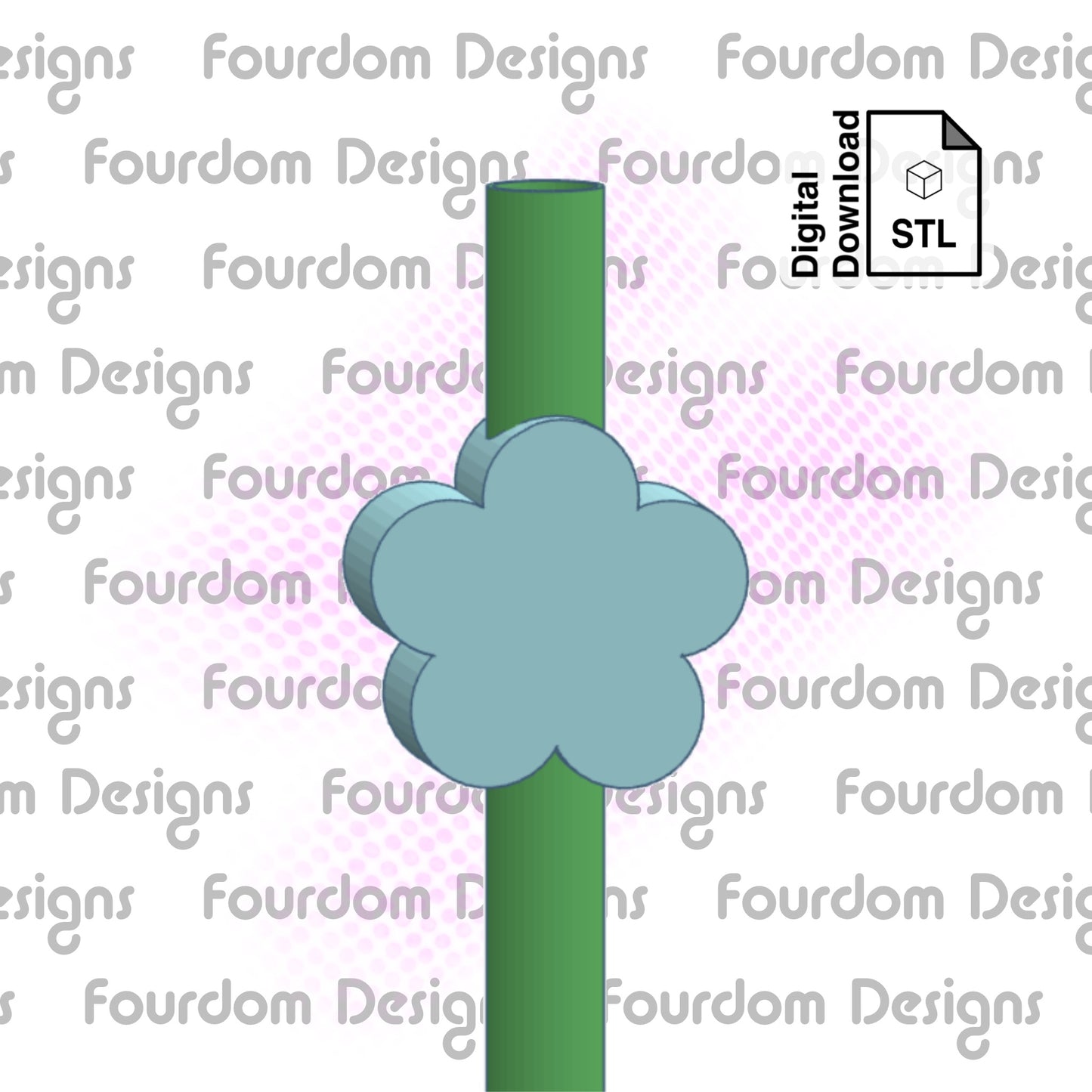 Flower Straw Topper STL File for 3D Printing - Digital Download