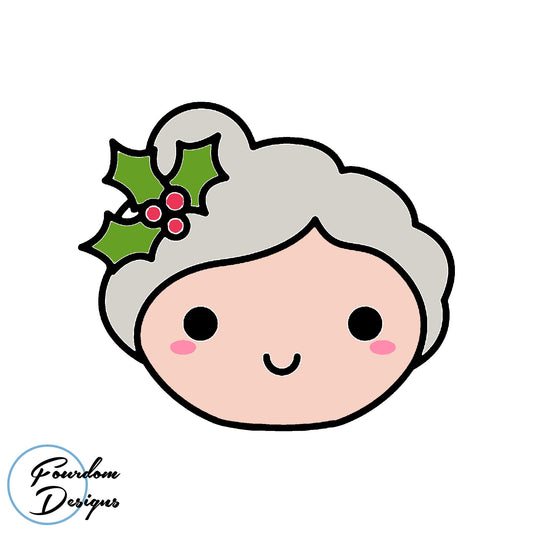 Mrs. Clause Face Cookie Cutter and Fondant Cutter - STL Digital Download