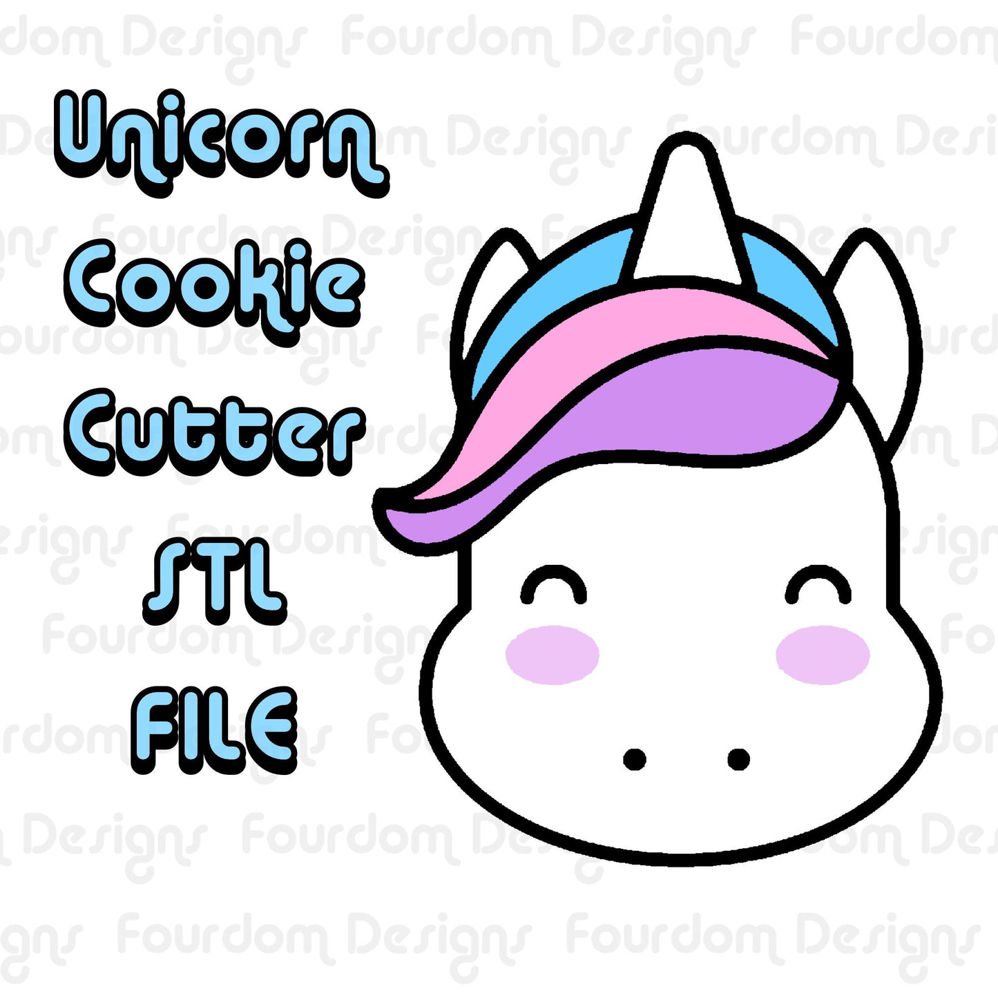 Unicorn Digital Download STL File for Cookie Cutter Fondant Cutter Clay Cutter 3D Model for 3D Printing