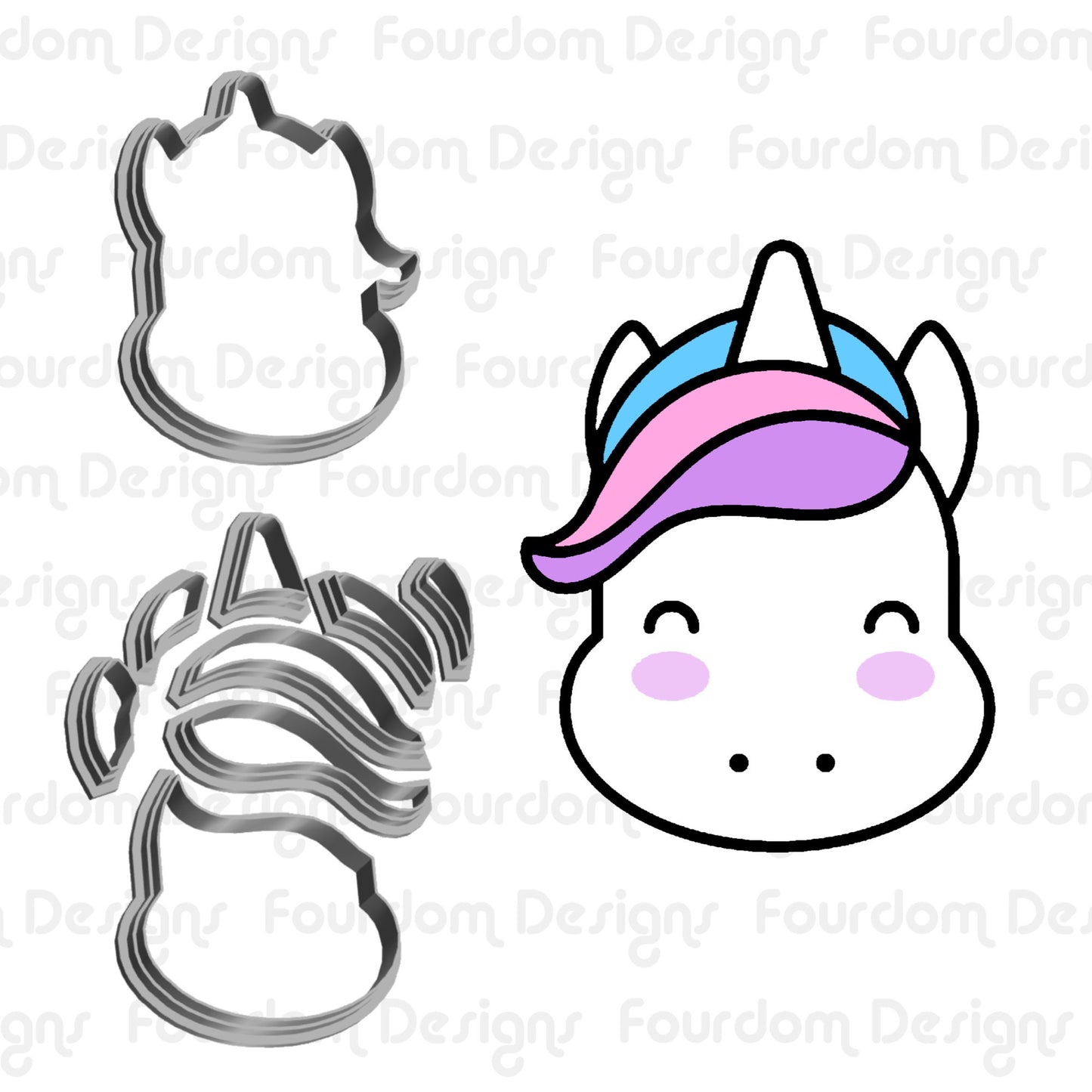 Unicorn Digital Download STL File for Cookie Cutter Fondant Cutter Clay Cutter 3D Model for 3D Printing