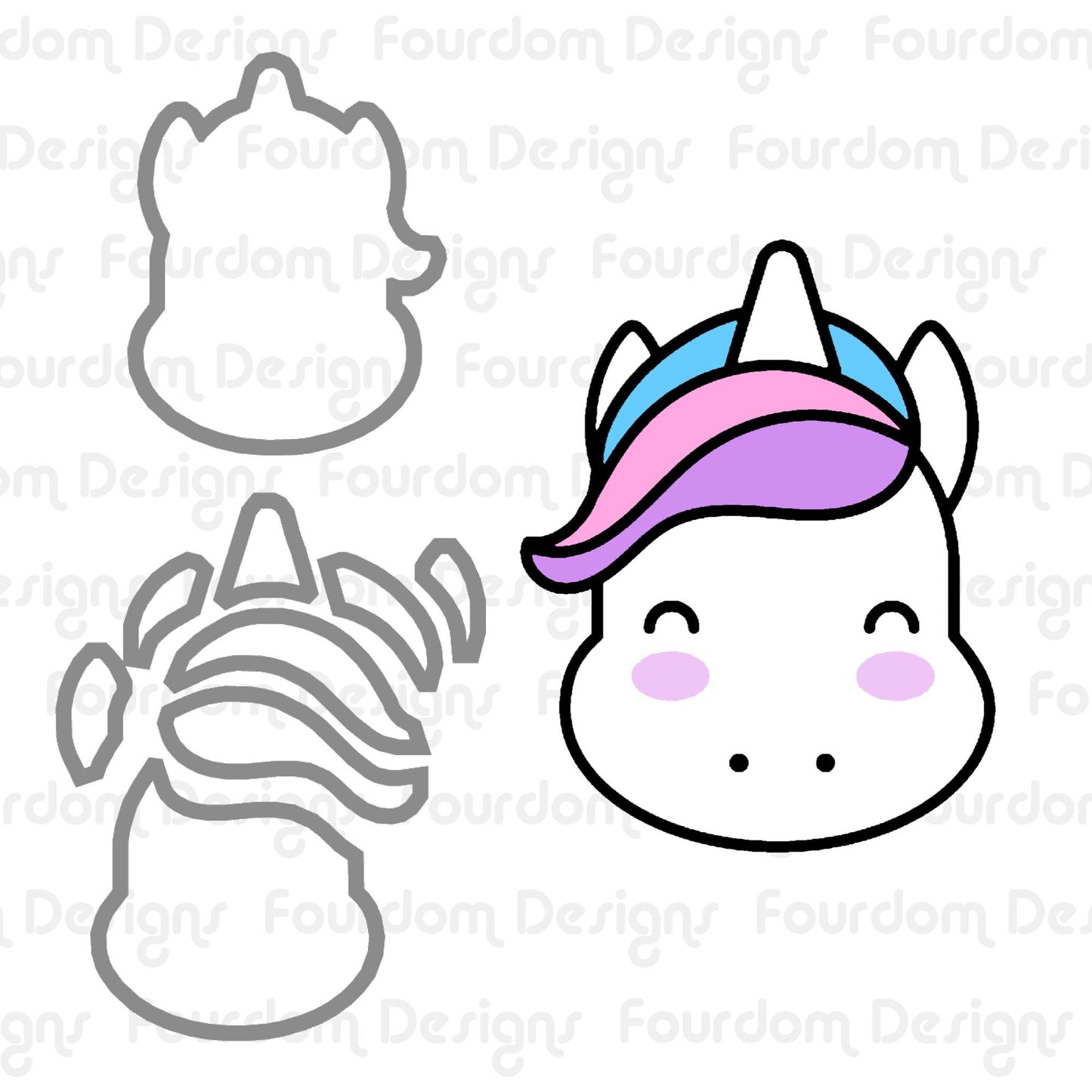 Unicorn Digital Download STL File for Cookie Cutter Fondant Cutter Clay Cutter 3D Model for 3D Printing