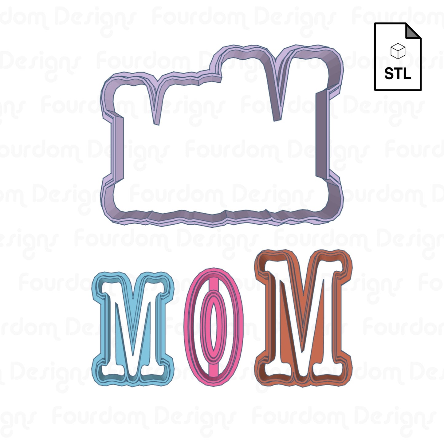 MOM Digital Download STL File for Cookie Cutter Fondant Cutter Clay Cutter 3D Model for 3D Printing