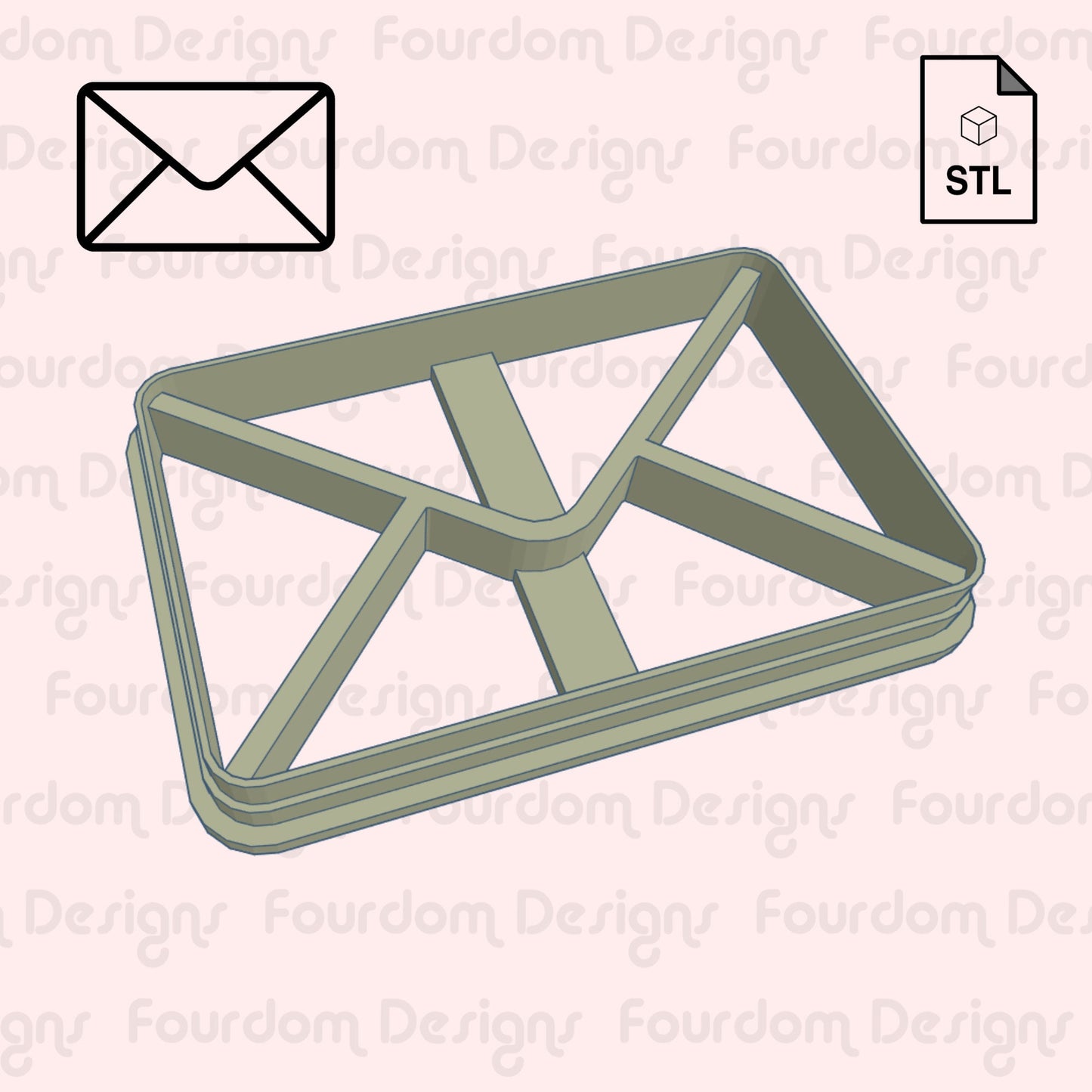 Envelope Cookie Cutter Digital Download STL File for Cookie Cutter Fondant Cutter Clay Cutter 3D Model for 3D Printing
