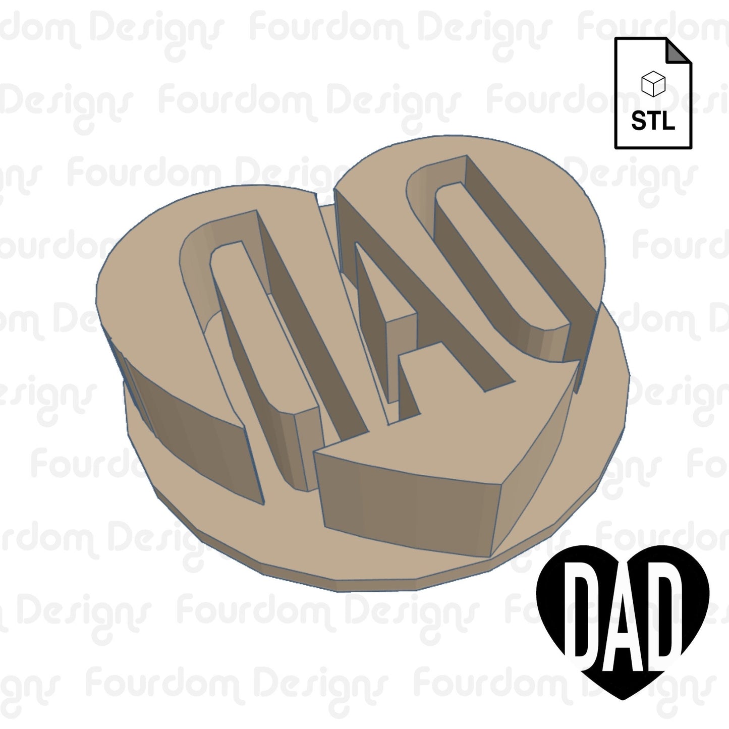 DAD Cookie Imprint Digital Download STL File for Cookie Cutter Fondant Cutter Clay Cutter 3D Model for 3D Printing