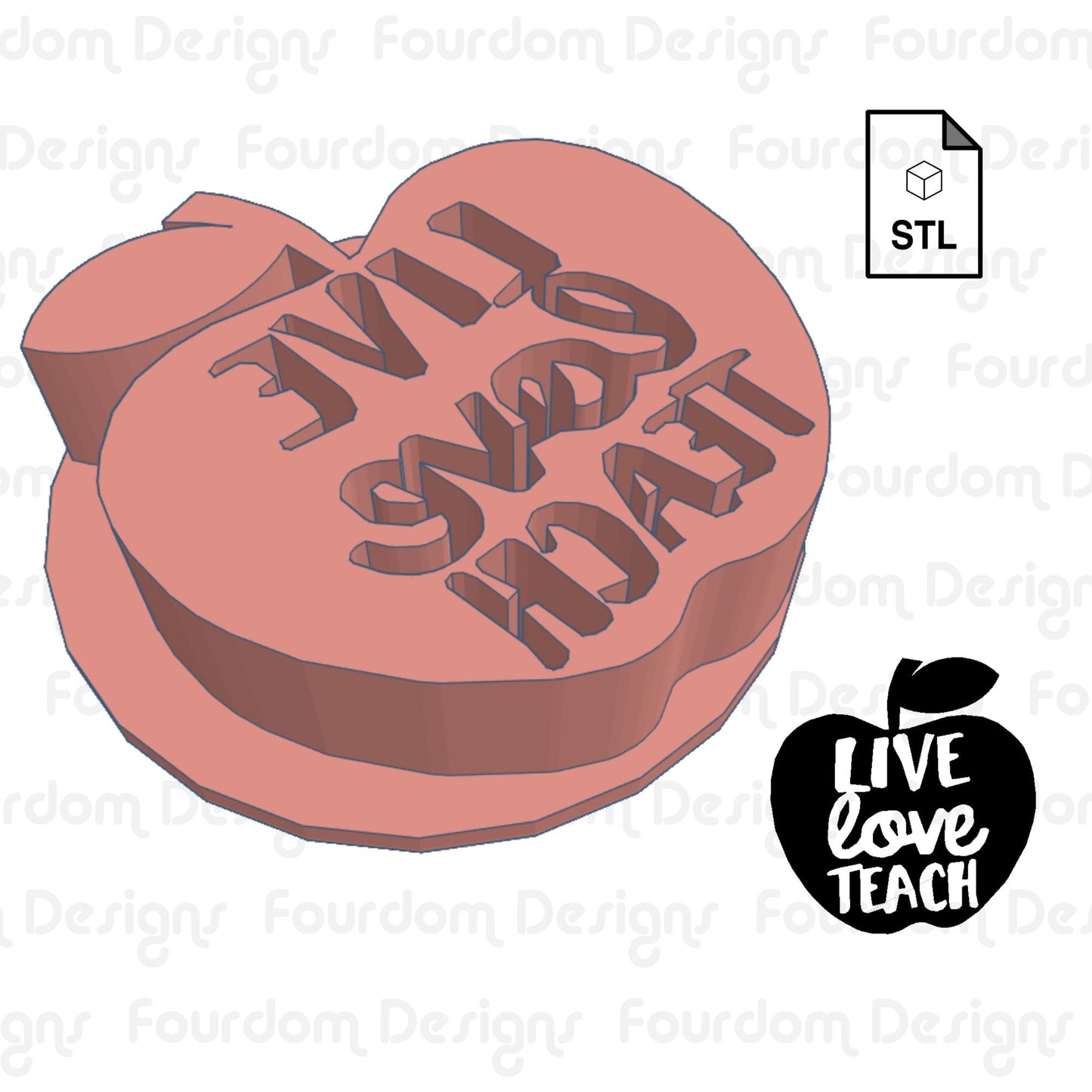 LIVE love TEACH Cookie Imprint Digital Download STL File for Cookie Cutter Fondant Cutter Clay Cutter 3D Model for 3D Printing