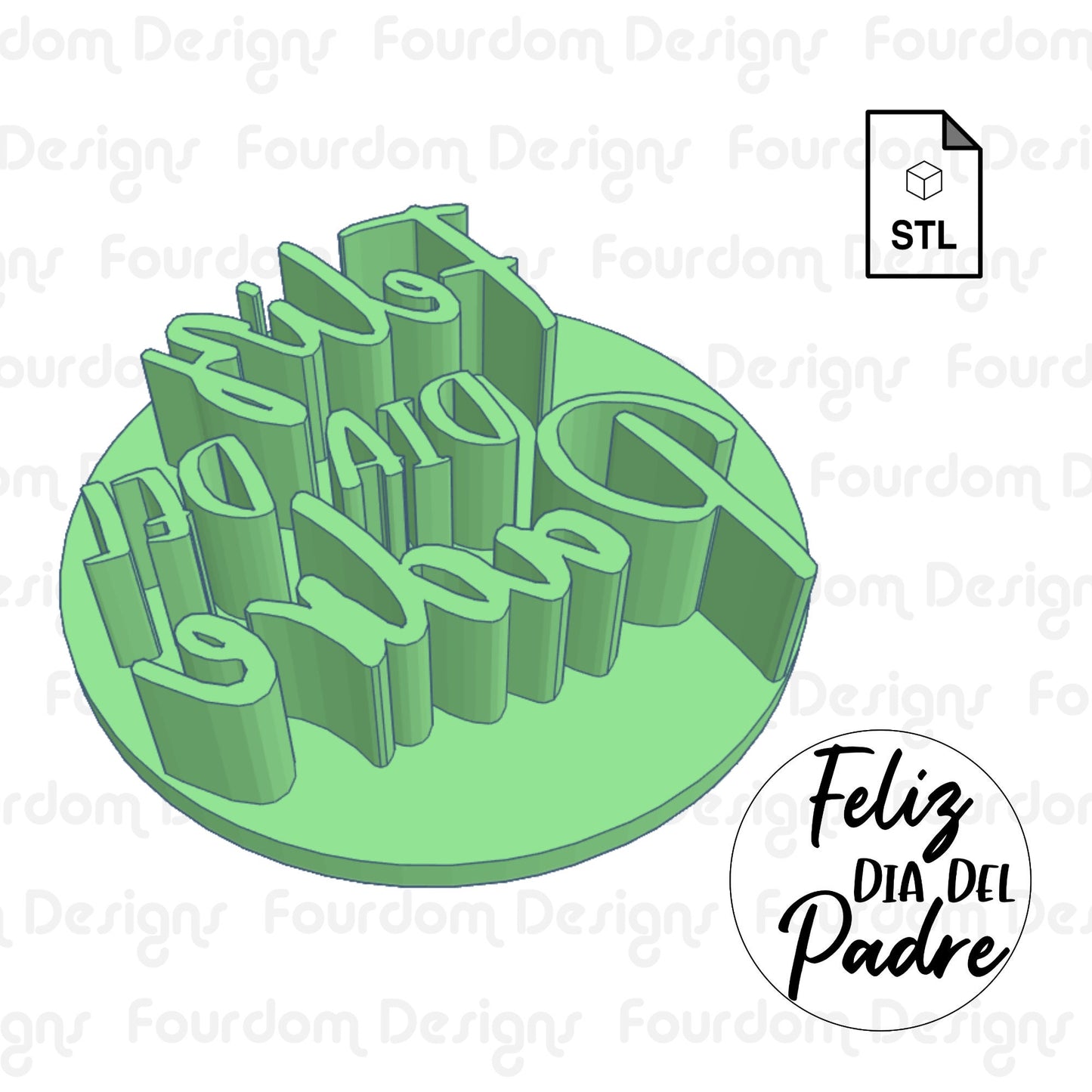 Feliz Dia Del Padre Imprint Digital Download STL File for Cookie Cutter Fondant Cutter Clay Cutter 3D Model for 3D Printing