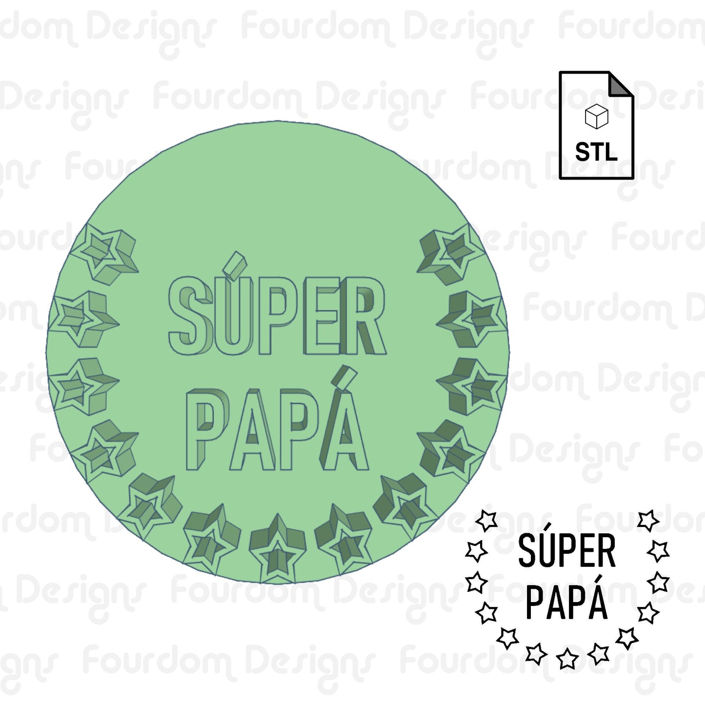 Super Papa Cookie Imprint Digital Download STL File for Cookie Cutter Fondant Cutter Clay Cutter 3D Model for 3D Printing
