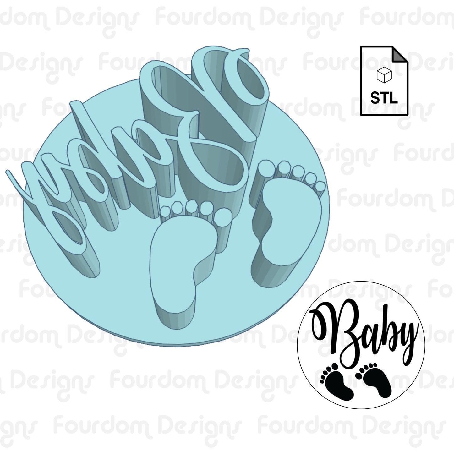 Baby Imprint Digital Download STL File for Cookie Cutter Fondant Cutter Clay Cutter 3D Model for 3D Printing