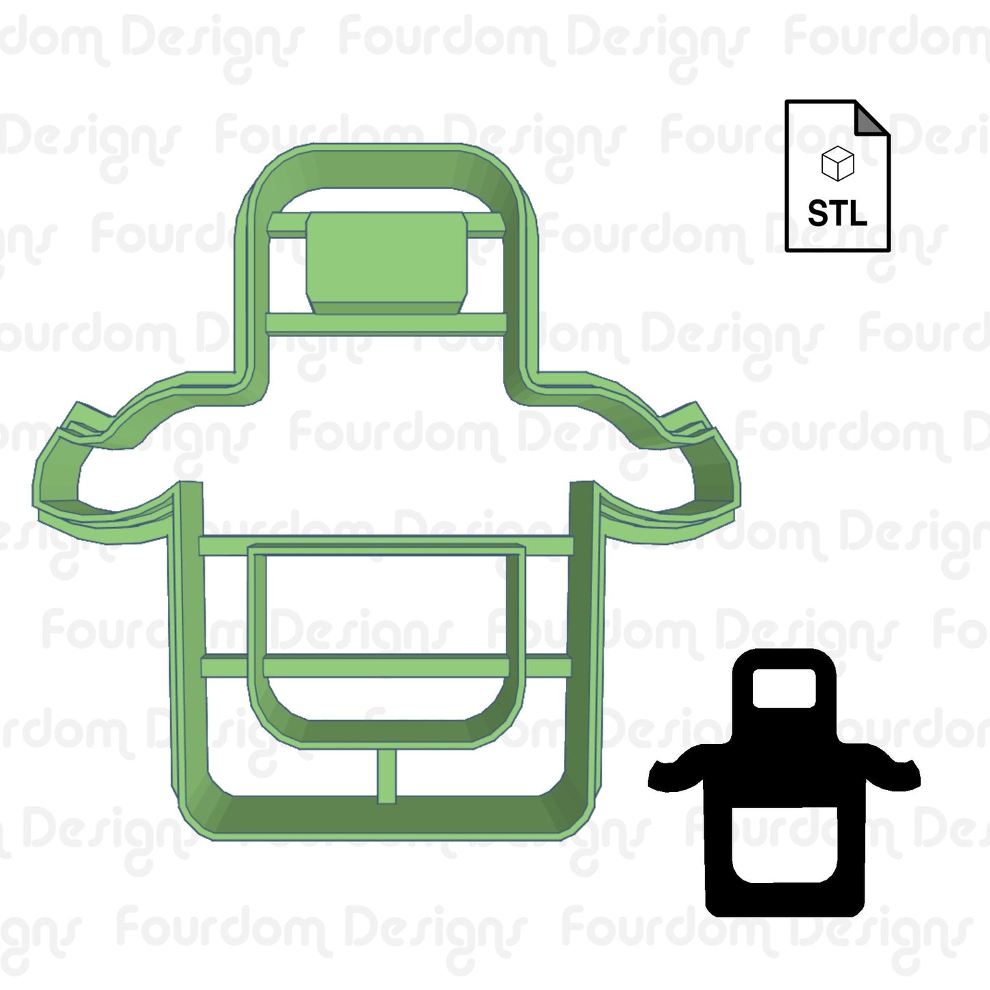 Grilling Apron Digital Download STL File for Cookie Cutter Fondant Cutter Clay Cutter 3D Model for 3D Printing