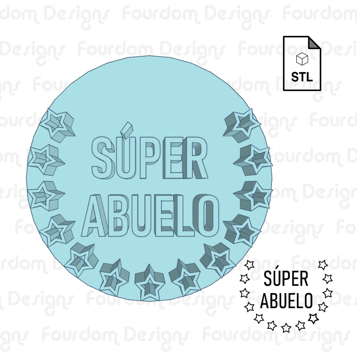 Super Abuelo Cookie Imprint Digital Download STL File for Cookie Cutter Fondant Cutter Clay Cutter 3D Model for 3D Printing