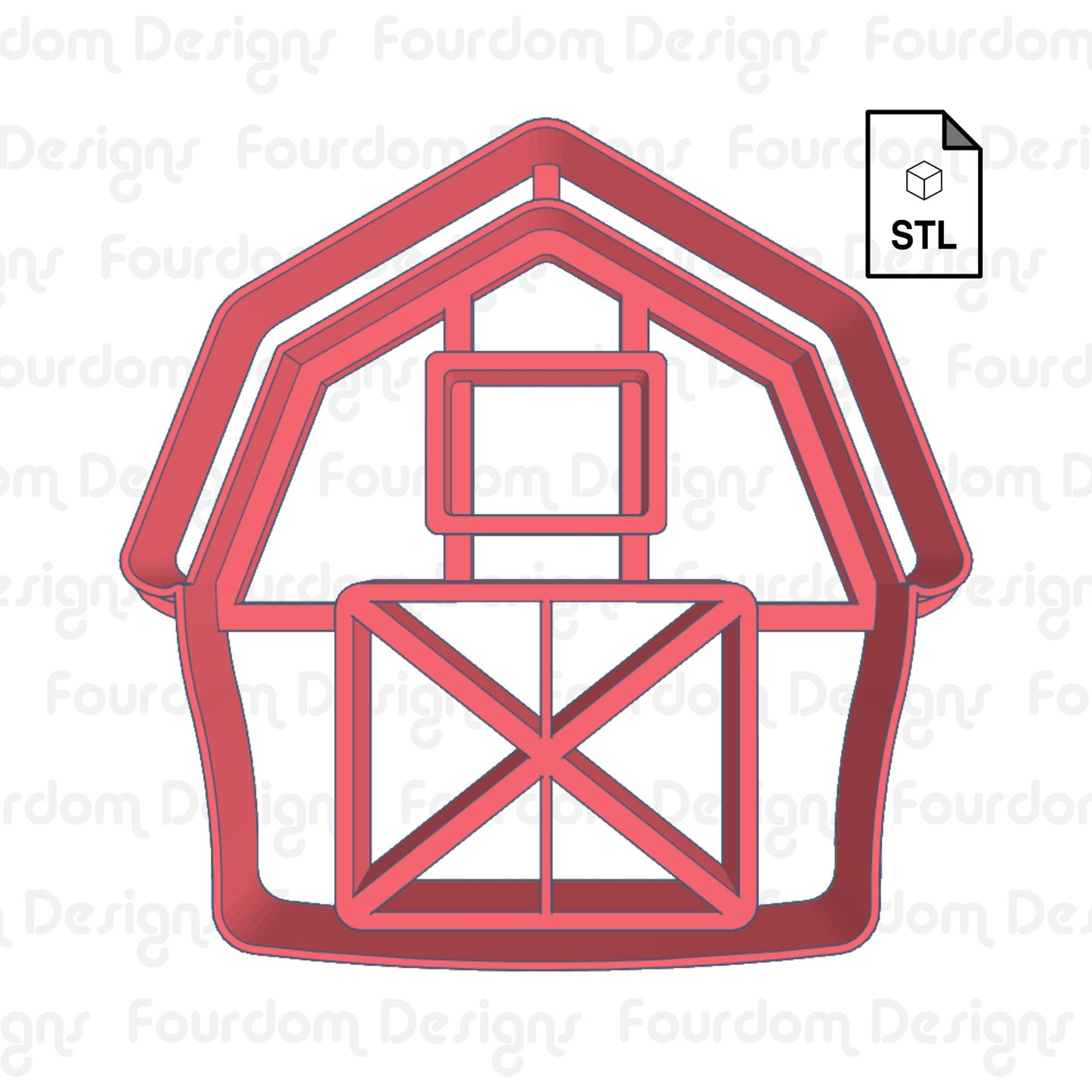 Barn Digital Download STL File for Cookie Cutter Fondant Cutter Clay Cutter 3D Model for 3D Printing