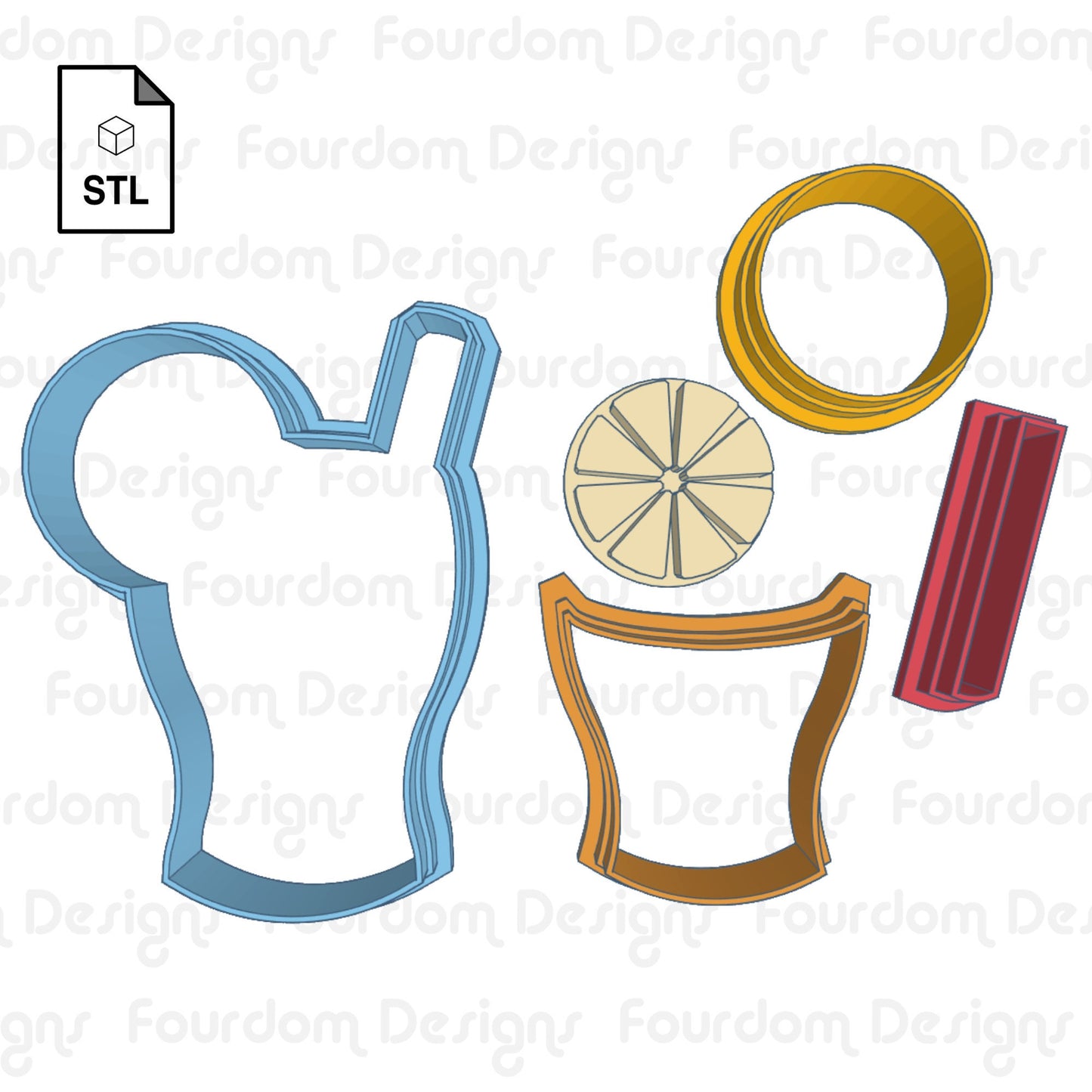 Cocktail Cookie Cutter Fondant Cutter Instant Digital Download STL File for 3D Printing