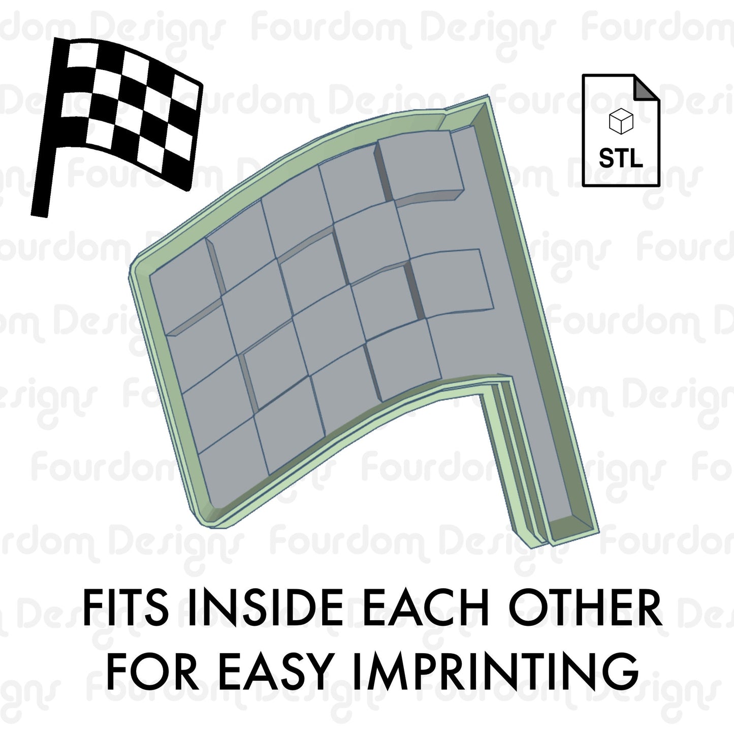 Checkered Flag Instant Digital Download STL File for Cookie Cutter Fondant Cutter Clay Cutter 3D Model for 3D Printing
