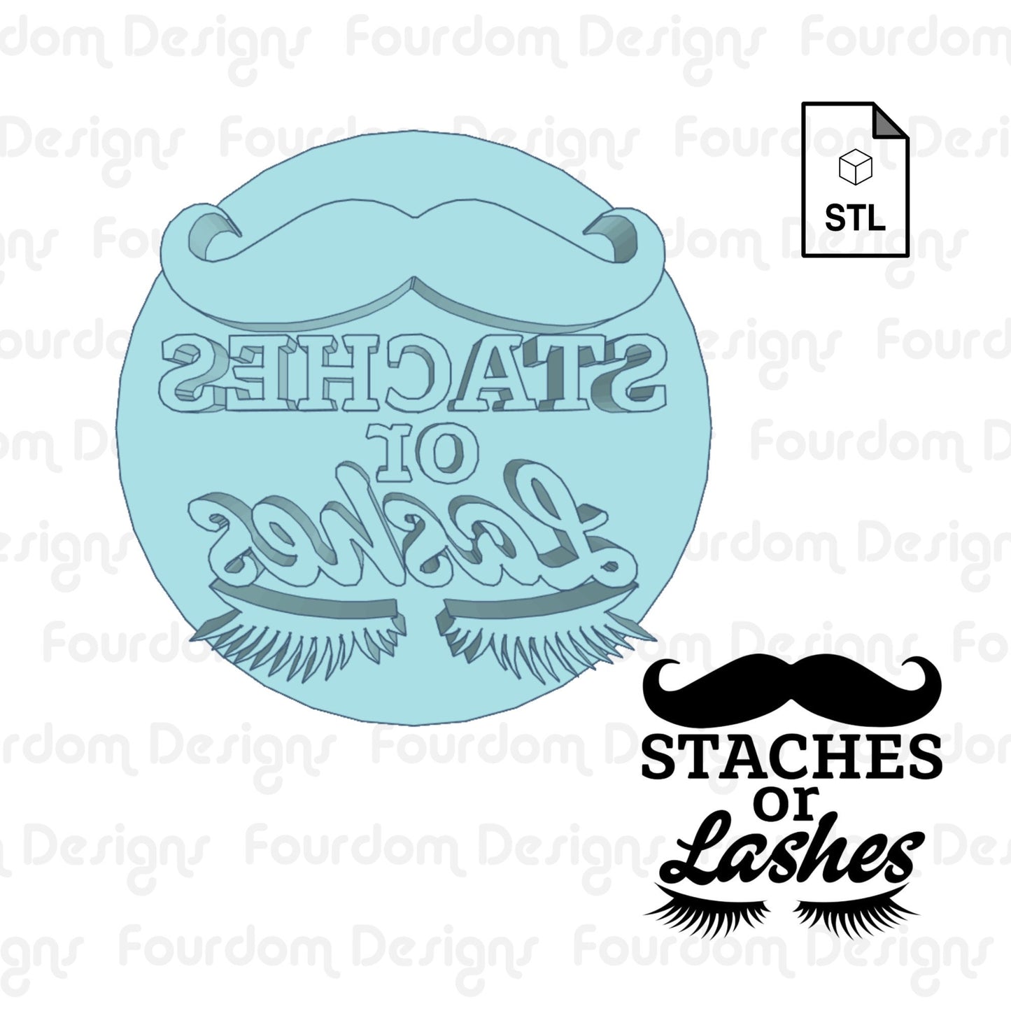 Staches Or Lashes Cookie Imprint Digital Download STL File for Cookie Cutter Fondant Cutter Clay Cutter 3D Model for 3D Printing