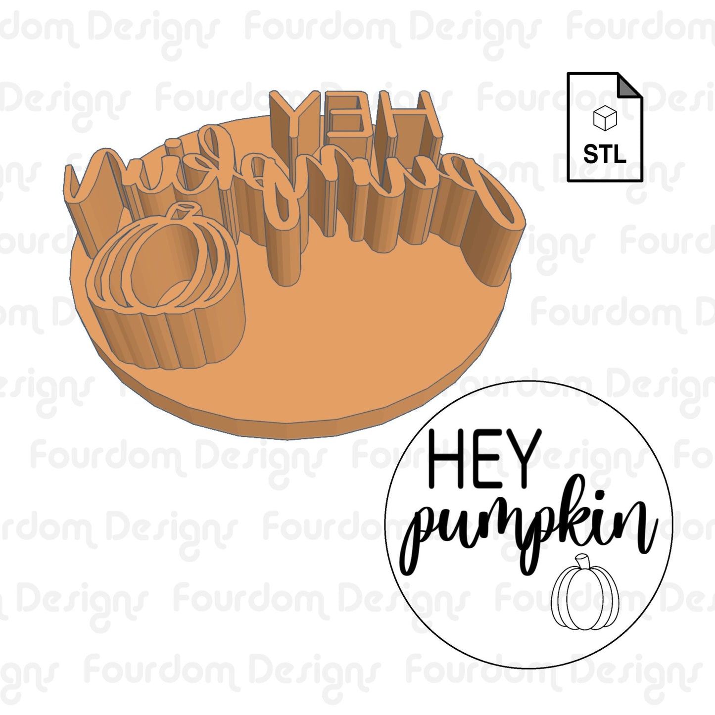 Hey Pumpkin Imprint Digital Download STL File for Cookie Cutter Fondant Cutter Clay Cutter 3D Model for 3D Printing