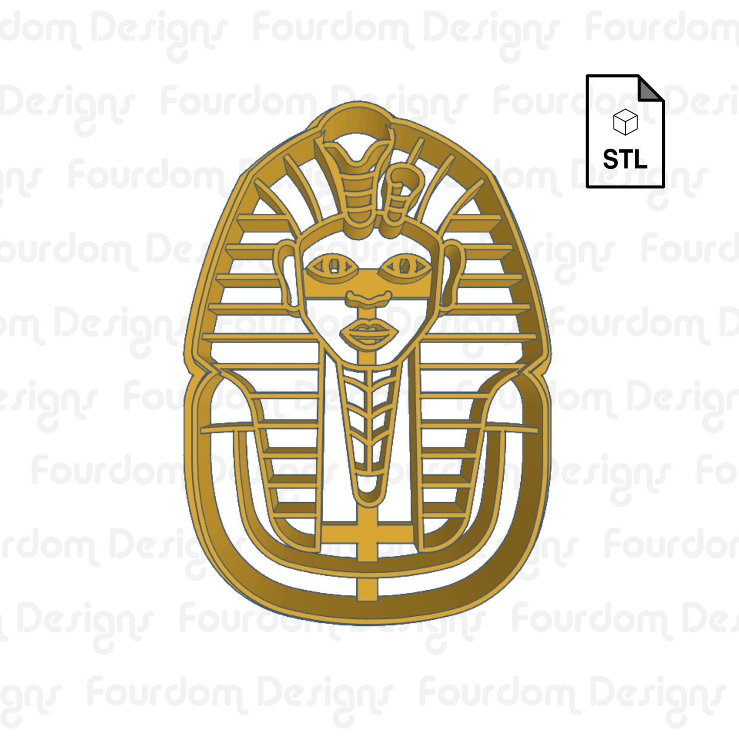 King Tut Pharaoh Digital Download STL File for Cookie Cutter Fondant Cutter Clay Cutter 3D Model for 3D Printing