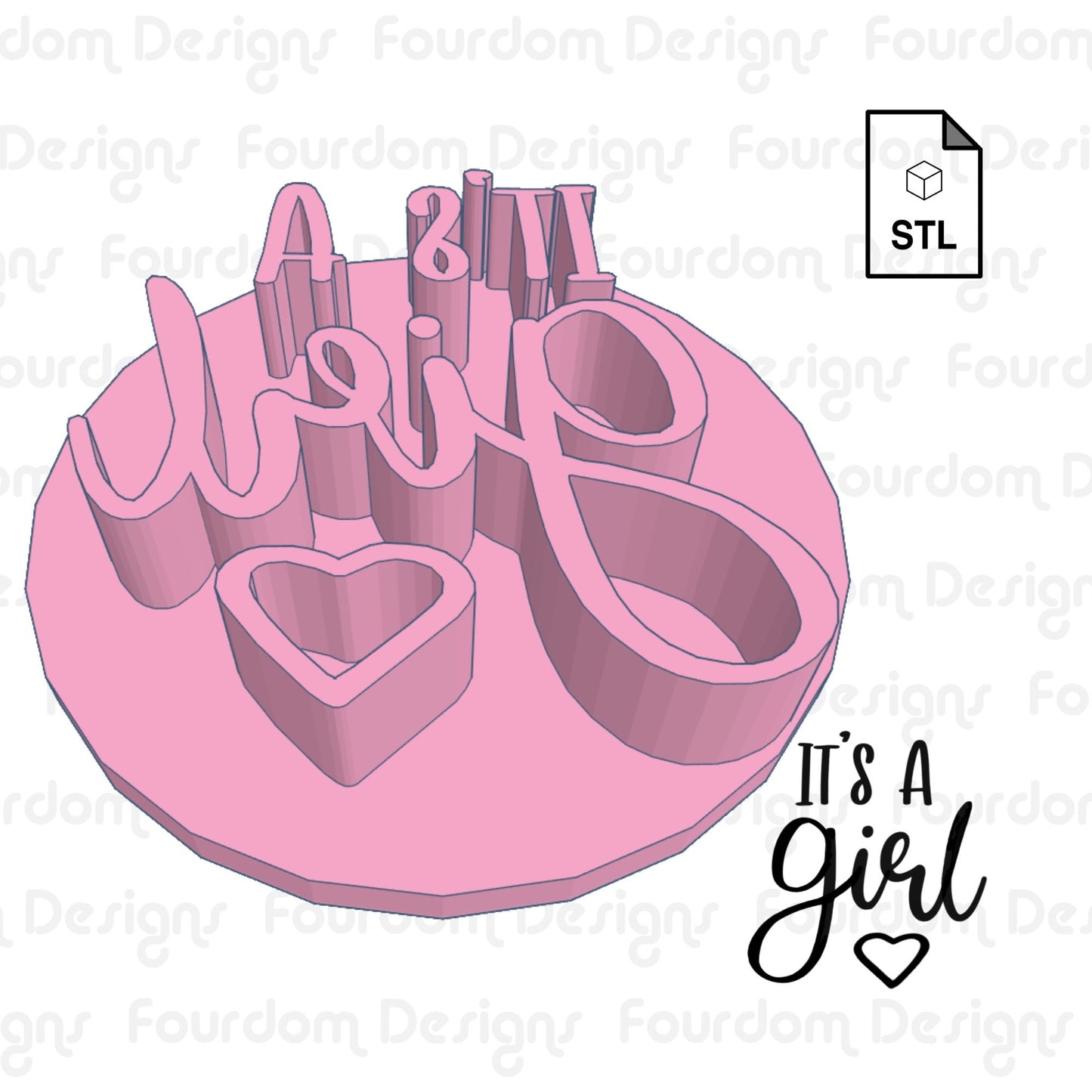 It's A Girl Imprint Digital Download STL File for Cookie Cutter Fondant Cutter Clay Cutter 3D Model for 3D Printing