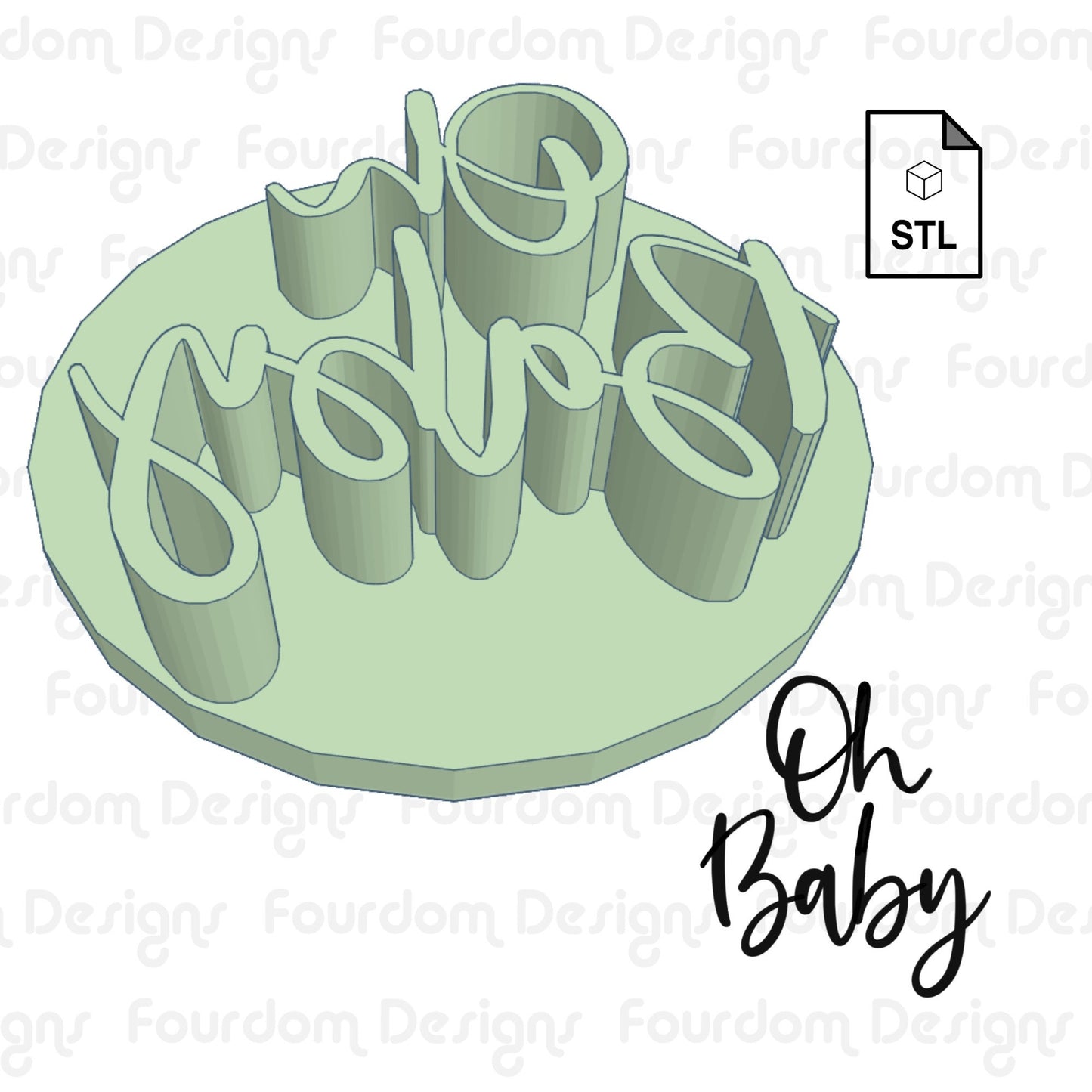 Oh Baby Cookie Stamp STL File Digital Download for Cookie Cutter Fondant Cutter Clay Cutter 3D Model for 3D Printing