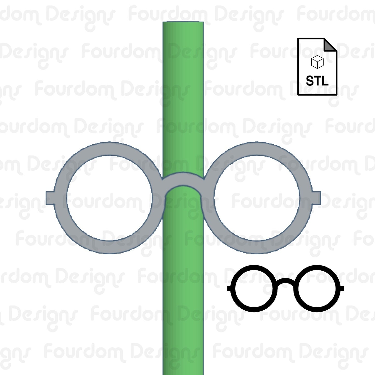 Wizard Glasses Straw Topper Straw Buddy STL File for 3D Printing - Digital Download