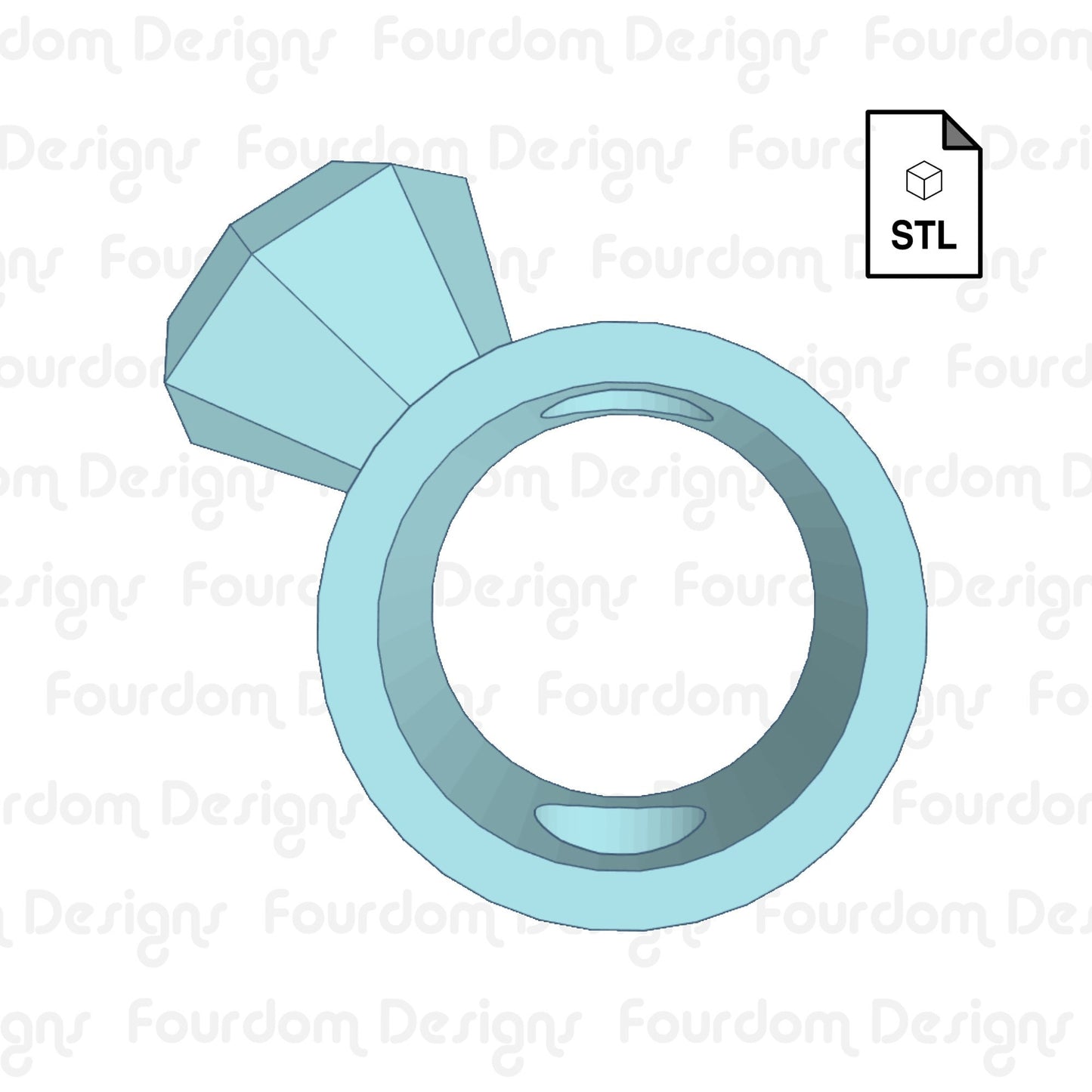 Diamond Ring Straw Topper Straw Buddy STL File for 3D Printing - Digital Download