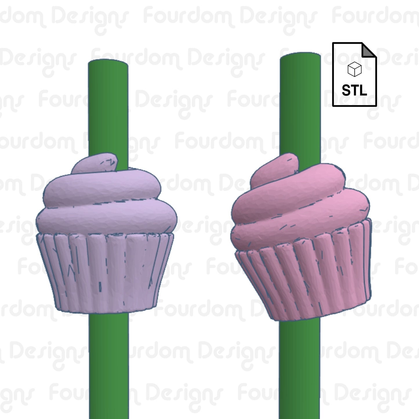 Cupcake Straw Topper Straw Buddy STL File for 3D Printing - Digital Download