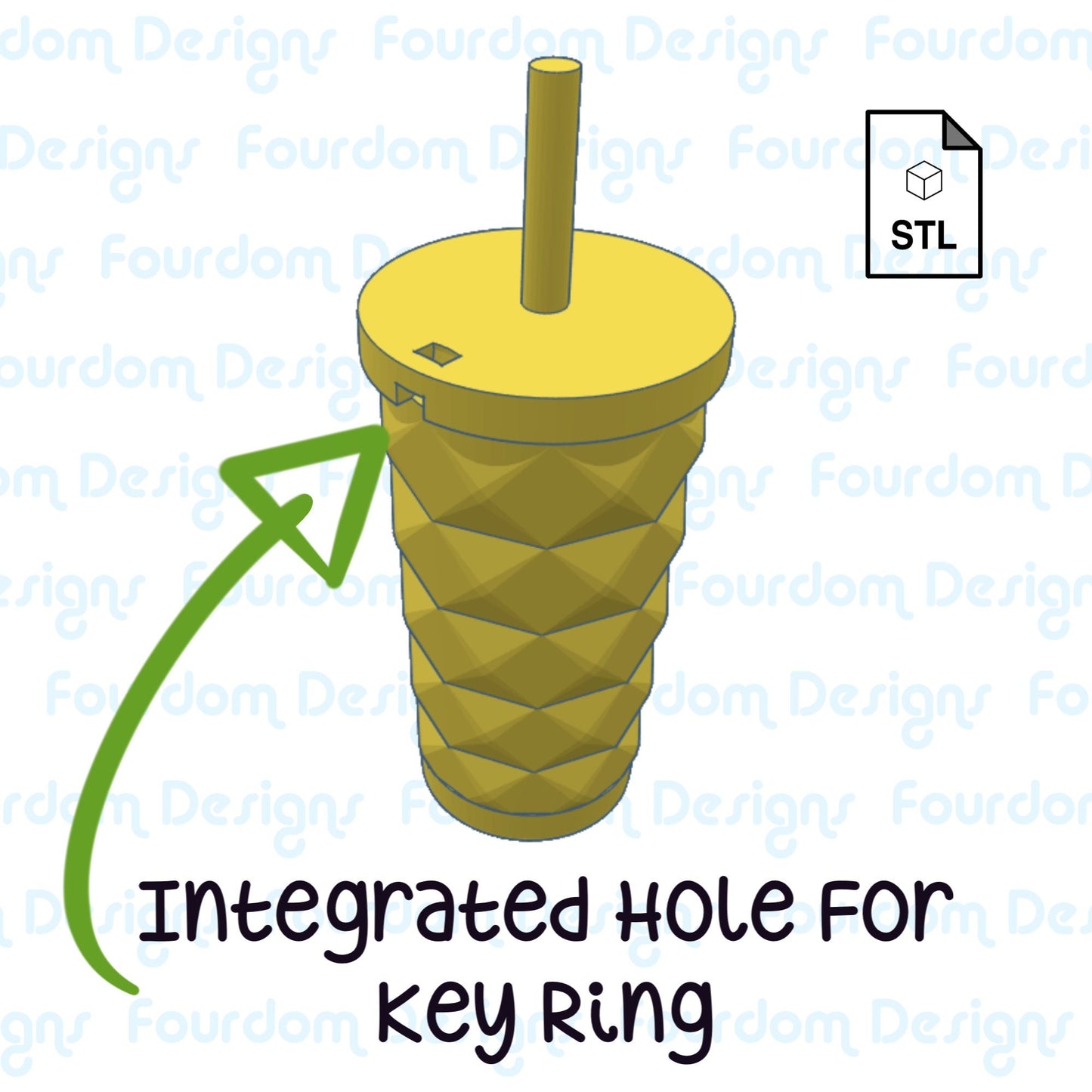 Pineapple Tumbler Keychain STL File for 3D Printing - Digital Download