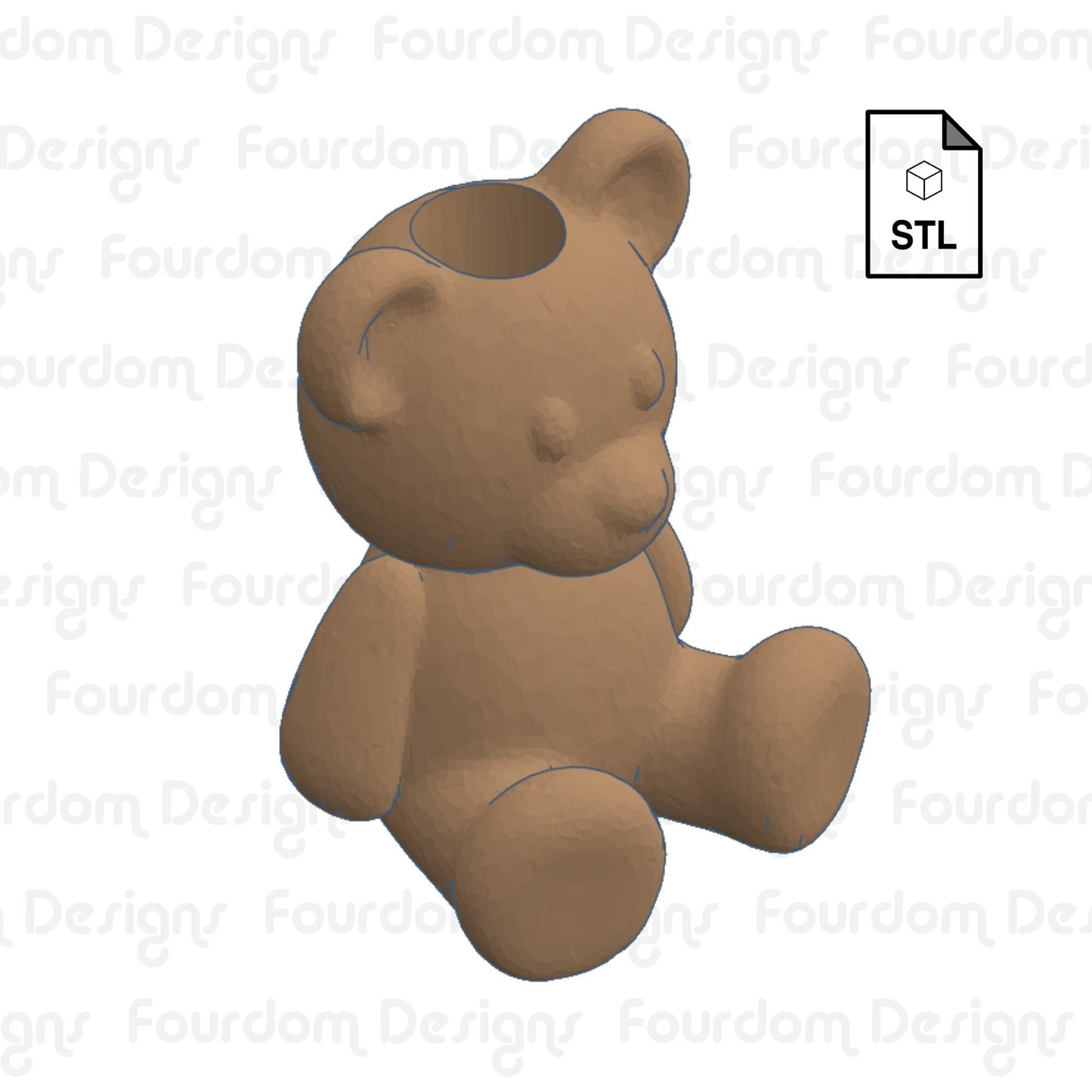 Teddy Bear Straw Topper Straw Buddy STL File for 3D Printing - Digital Download