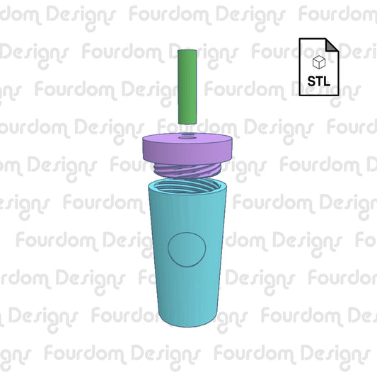 Smooth Tumbler Keychain with Removable Screw Top Pill Box STL File for 3D Printing - Digital Download
