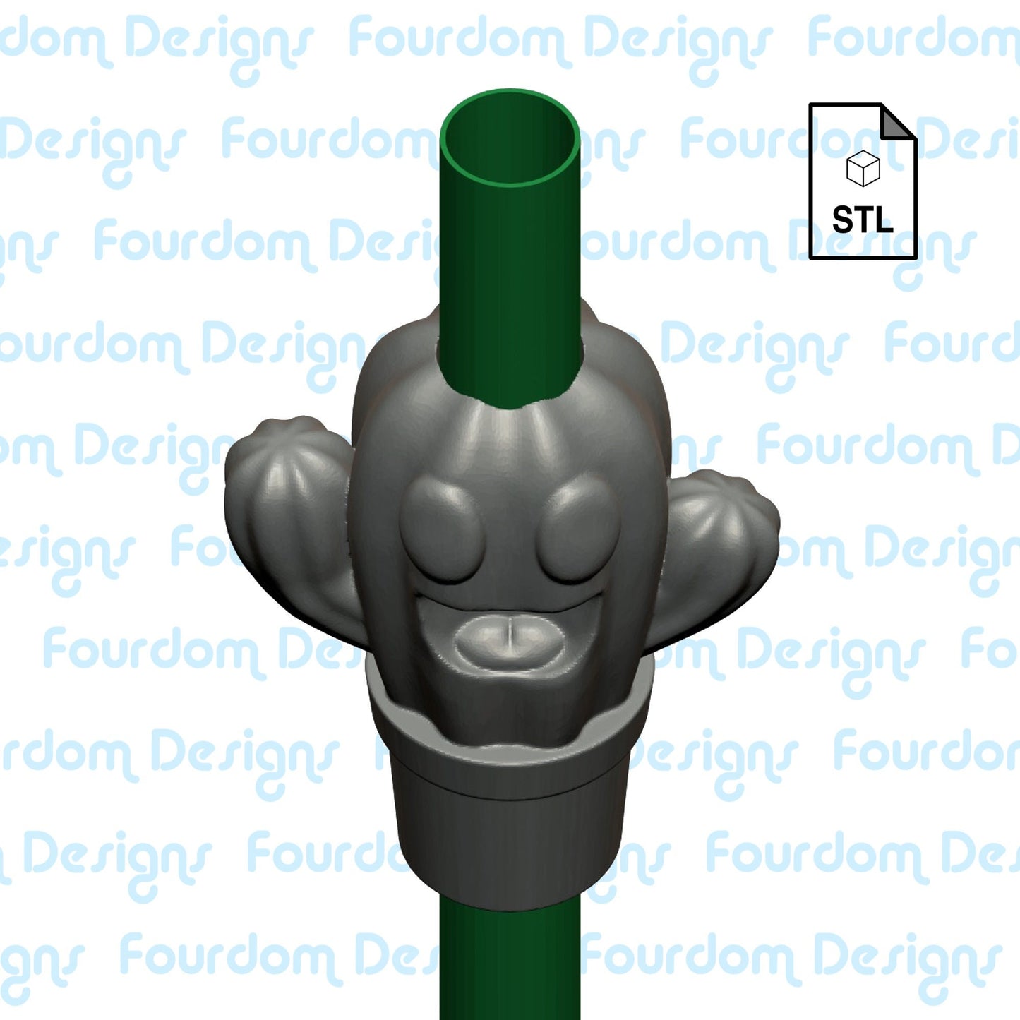 Cactus Kawaii Straw Topper STL File for 3D Printing - Digital Download