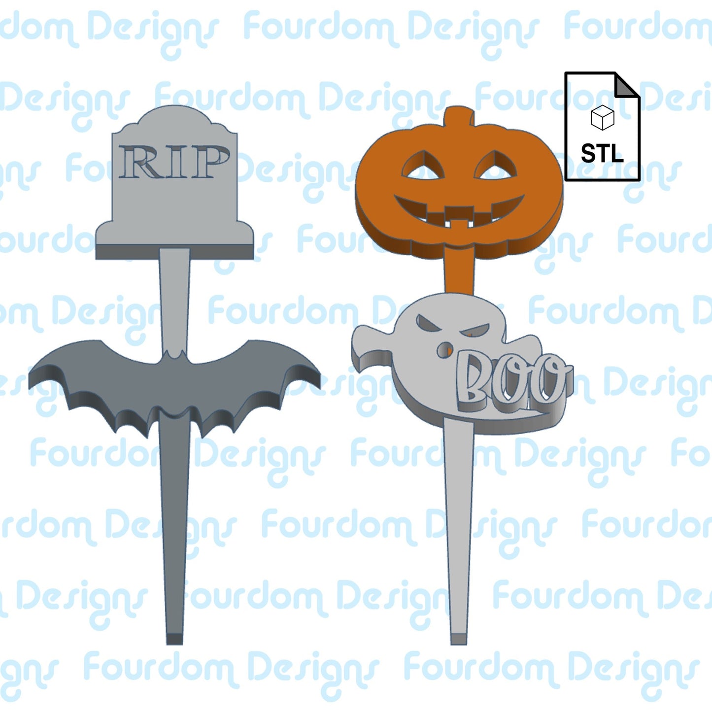 Halloween Cake Toppers STL File for 3D Printing - Digital Download