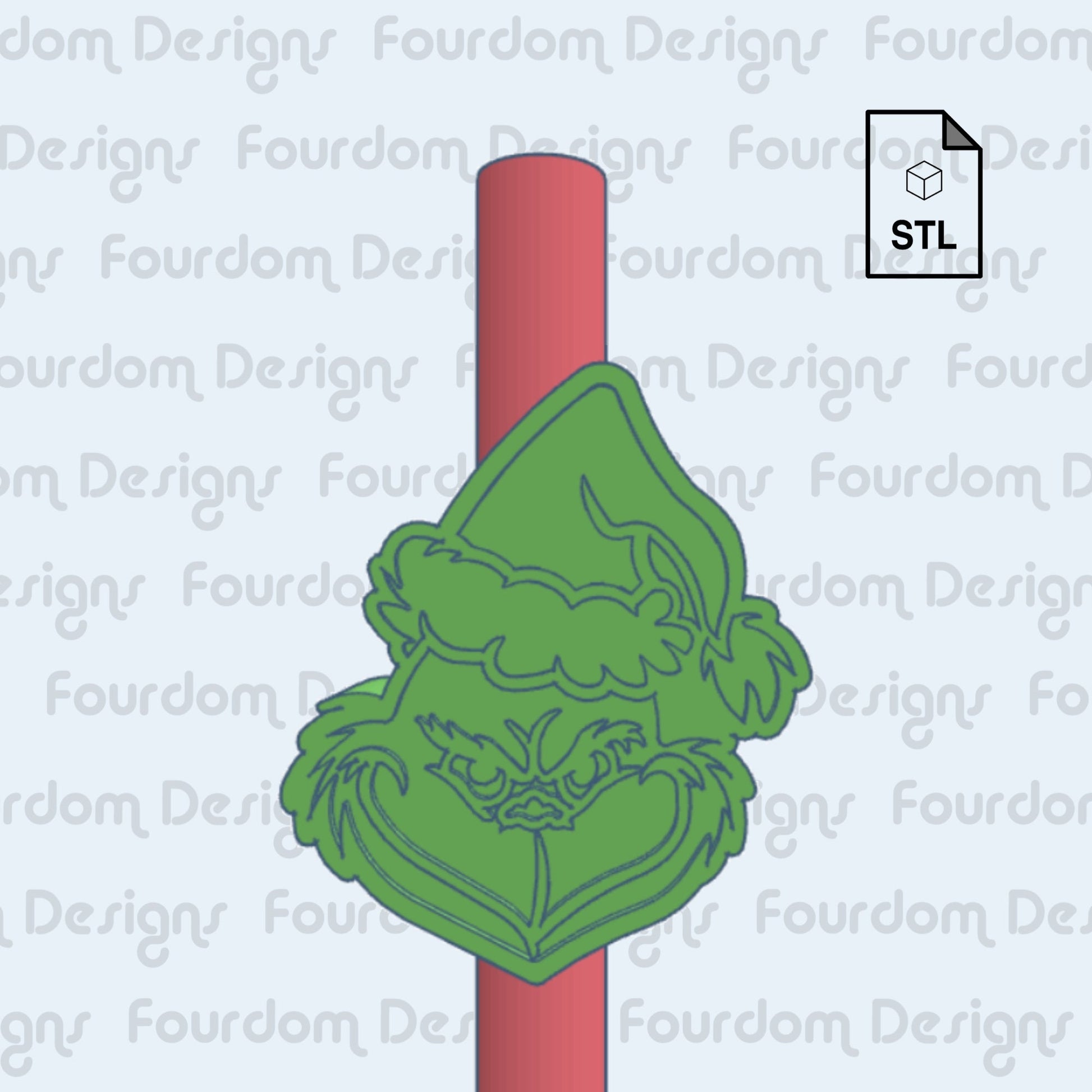 Grinch Straw Topper STL File for 3D Printing - Digital Download
