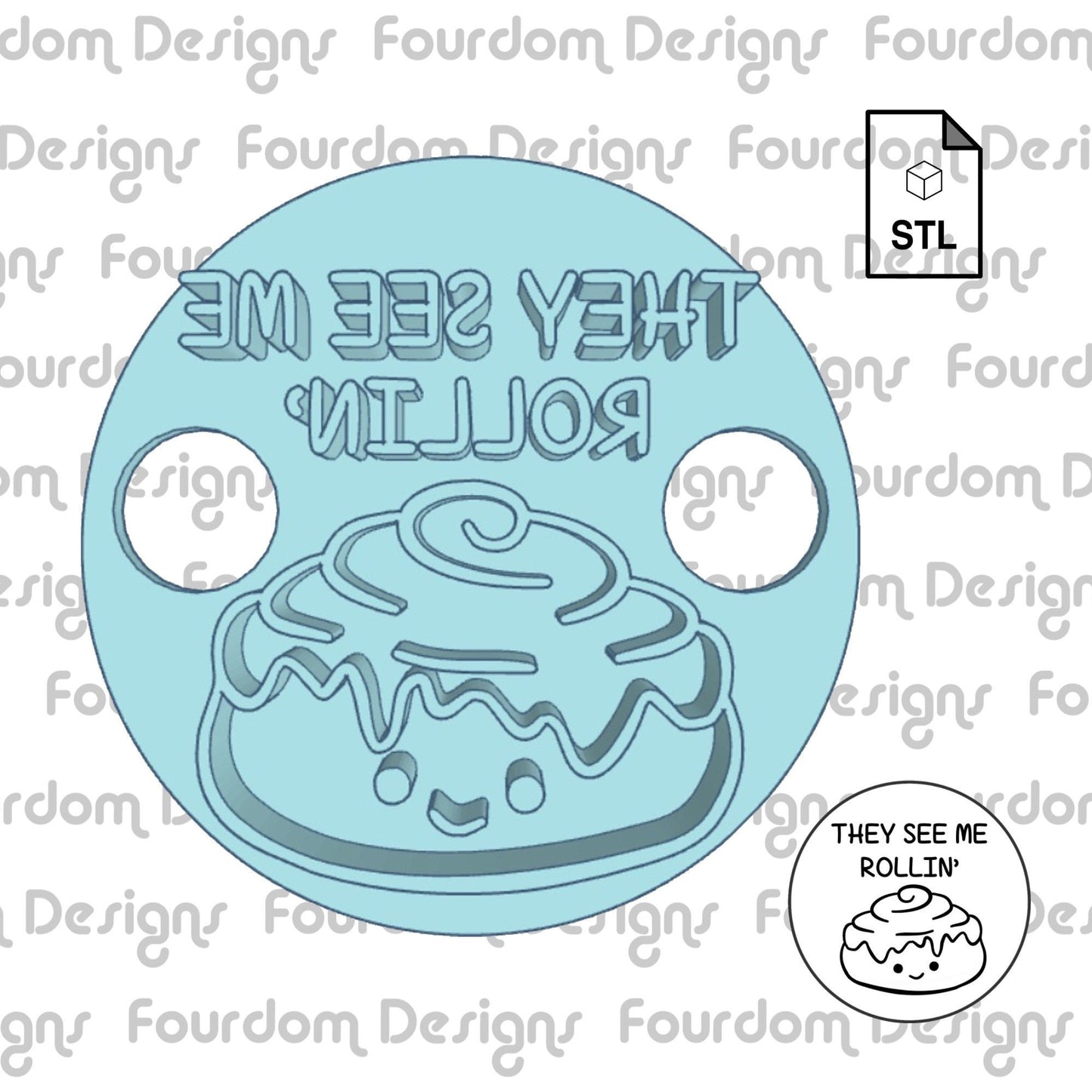 They See Me Rollin Funny Food Pun Cookie Stamp STL File Digital Download for 3D Printing Cookie Cutter Fondant Cutter Clay Cutter
